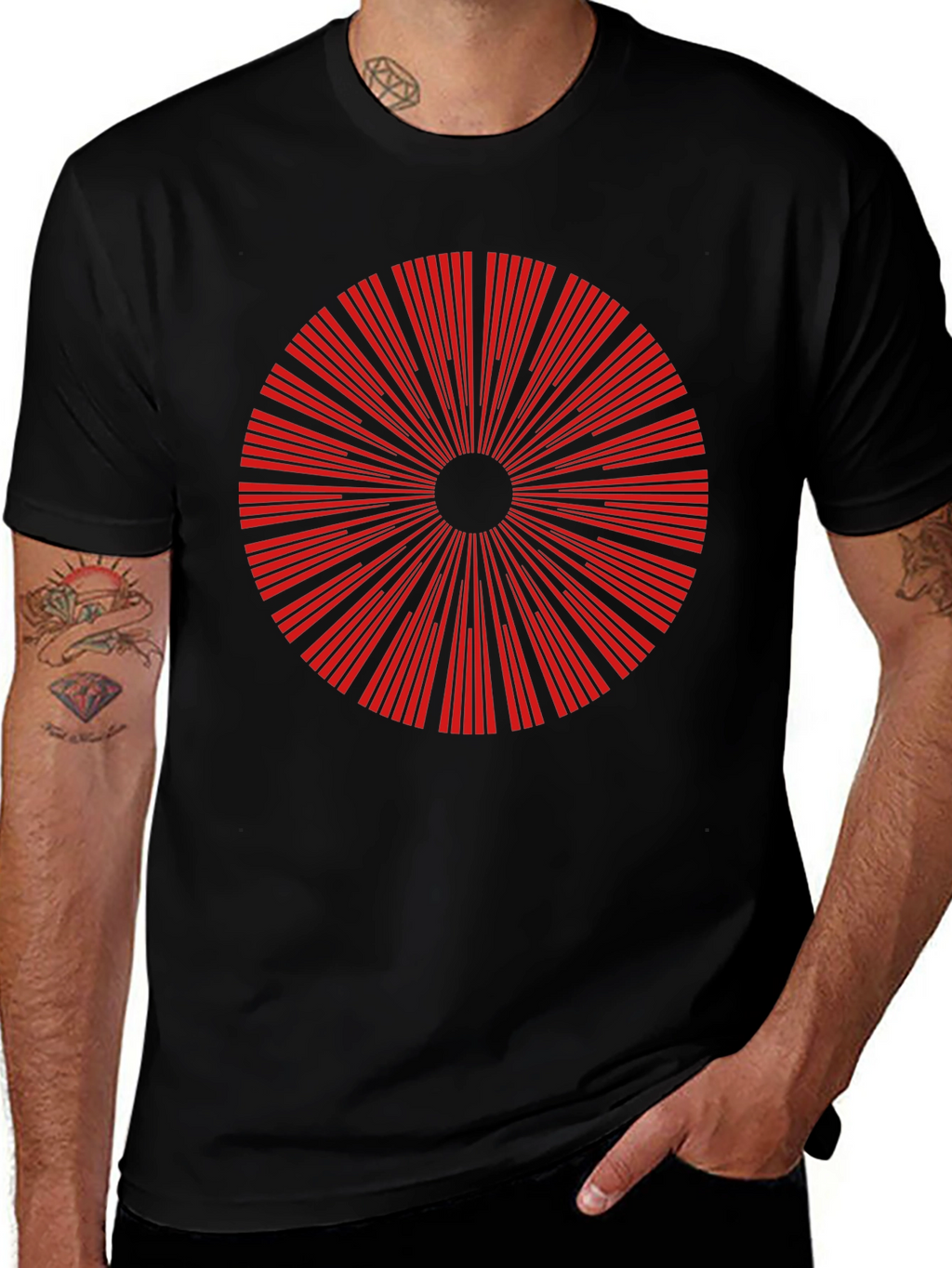 Geometric Burst Graphic Tee - Mens Black T-Shirt