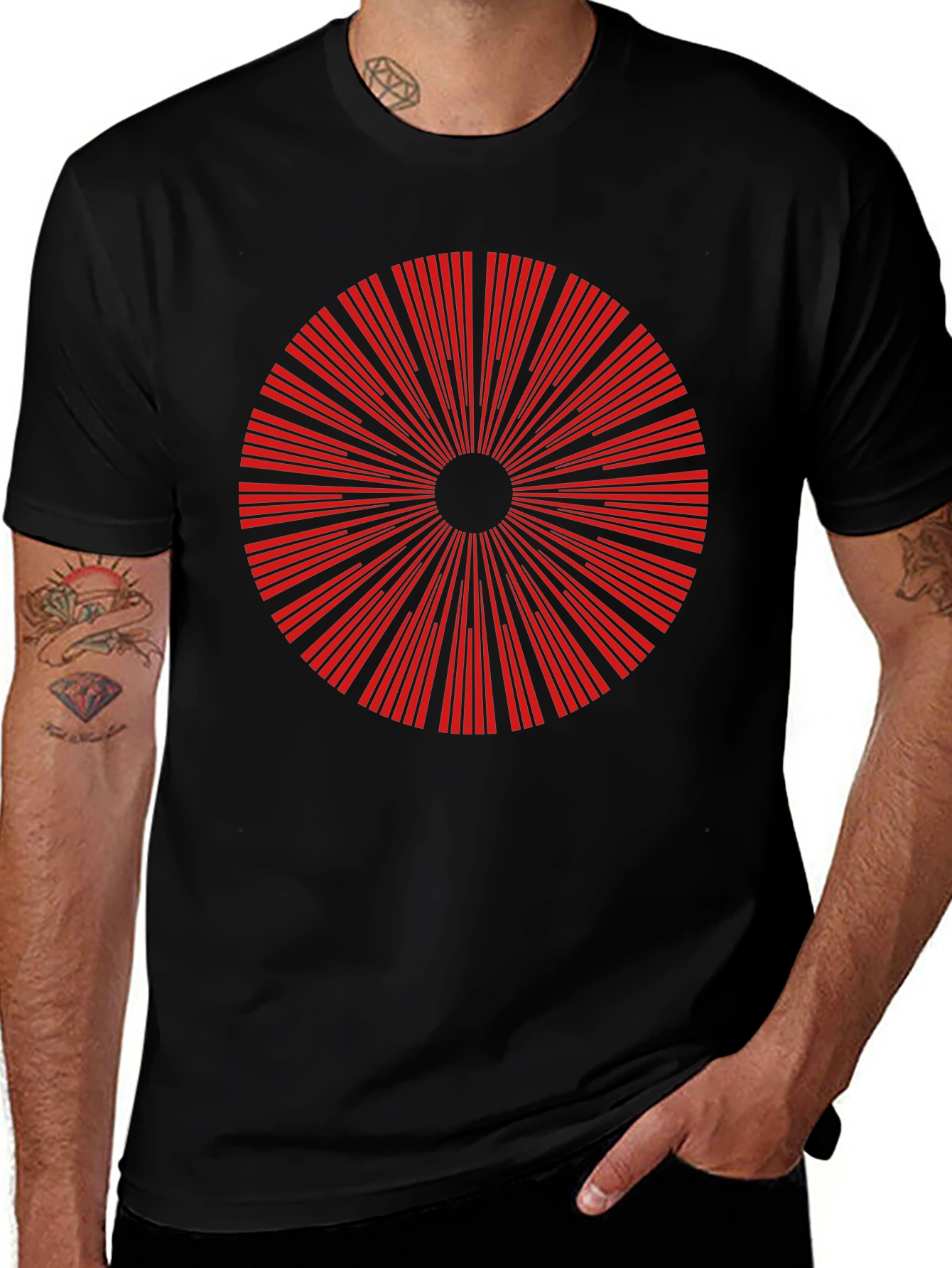 Geometric Burst Graphic Tee - Mens Black T-Shirt
