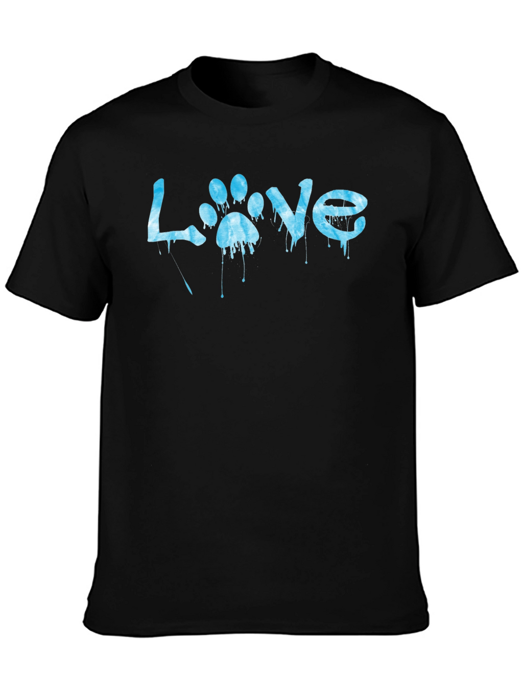 Love Paw Print Graphic T-Shirt - Casual Black Tee