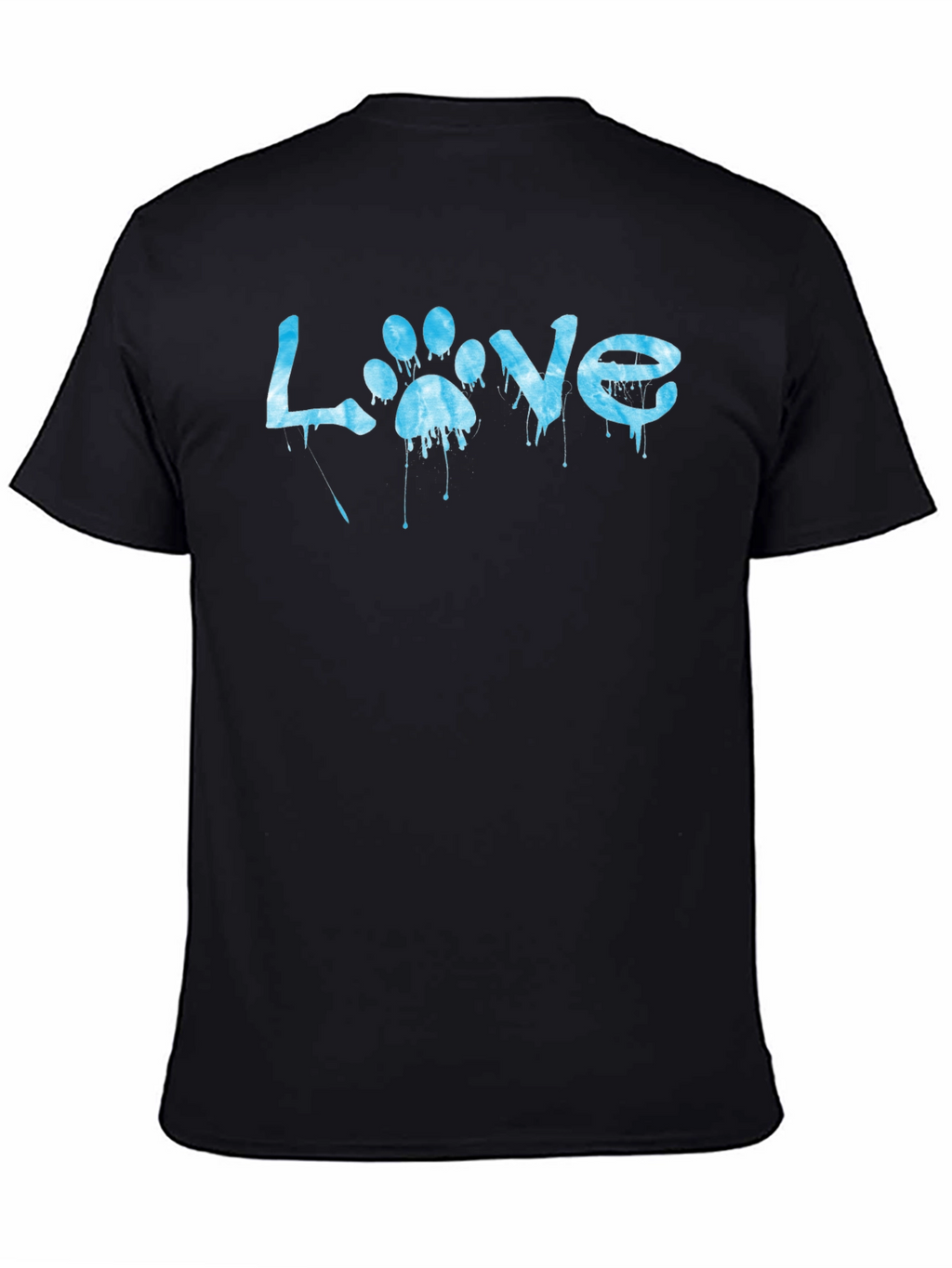 Love Paw Print Graphic T-Shirt - Casual Black Tee