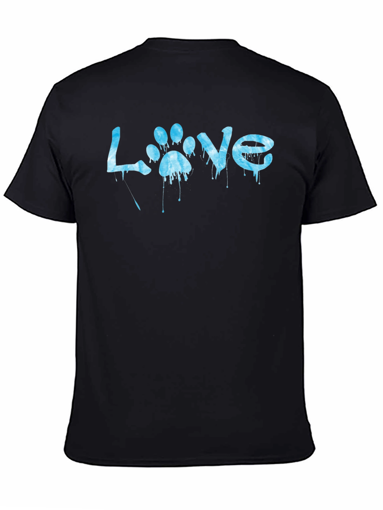 Love Paw Print Graphic T-Shirt - Casual Black Tee