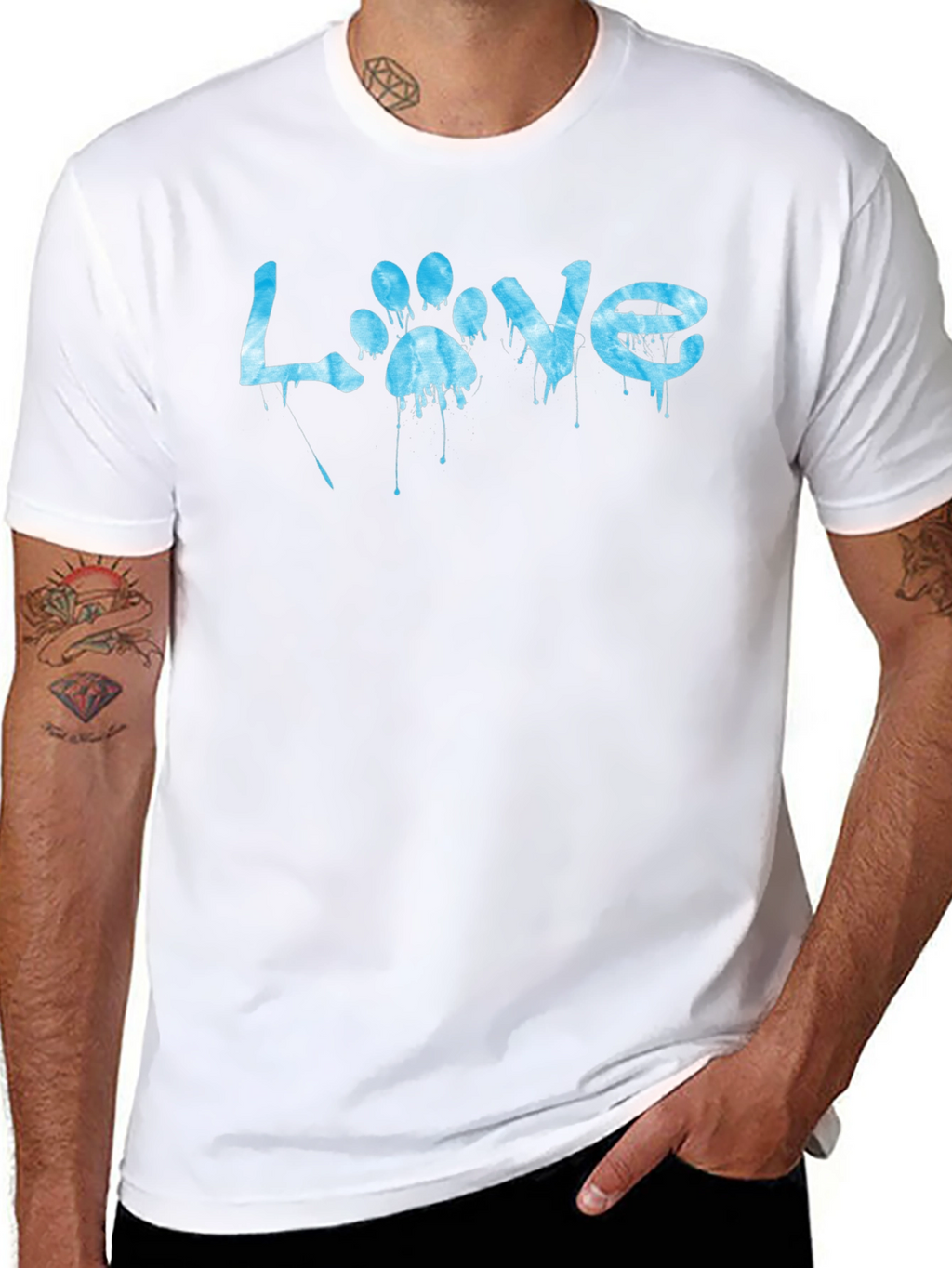 Love Paw Print Graphic T-Shirt - Casual Black Tee