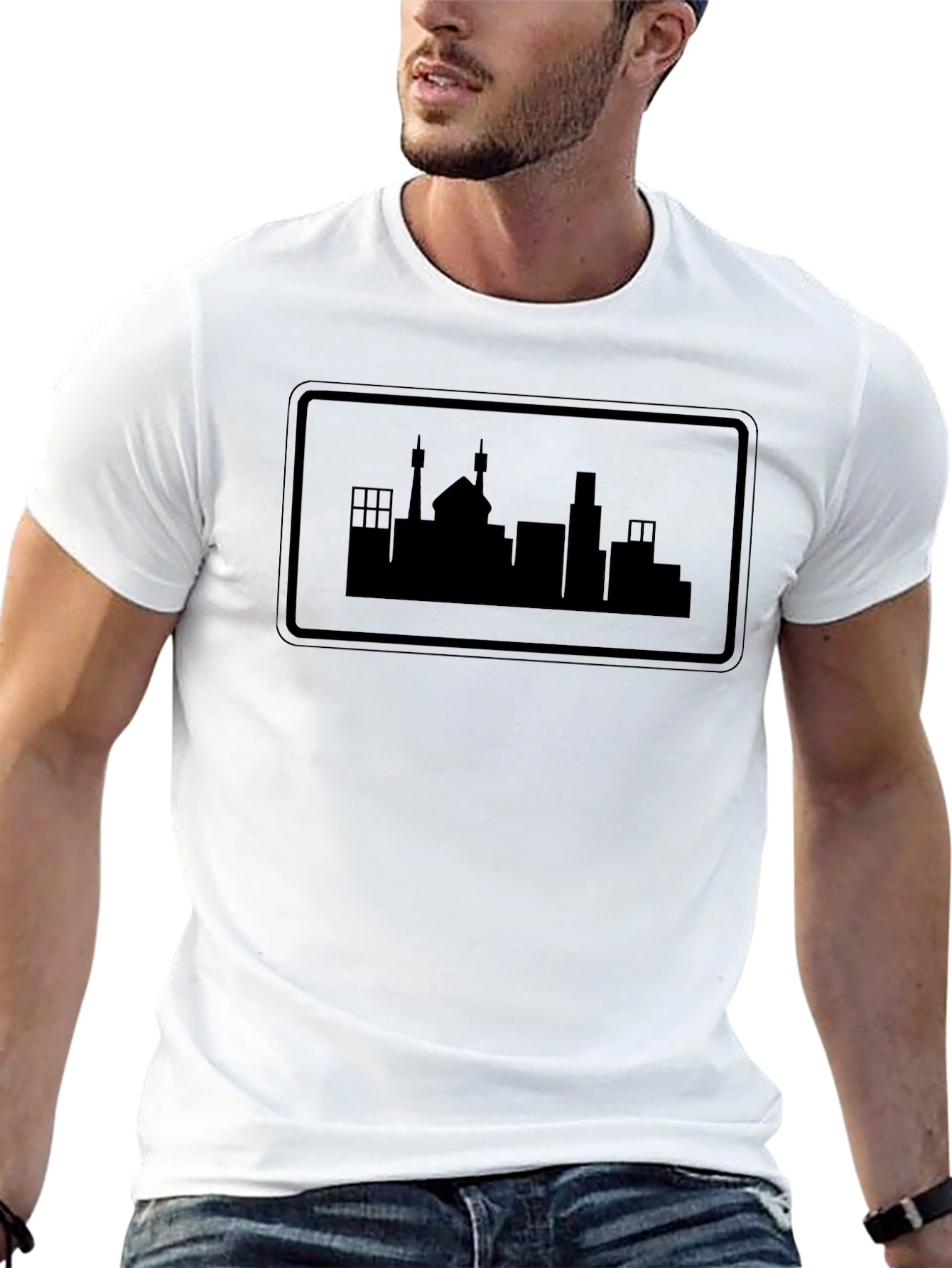 Cityscape Silhouette Graphic Tee - Modern Urban Style
