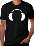 Headphone Graphic T-Shirt - Black Cotton Tee