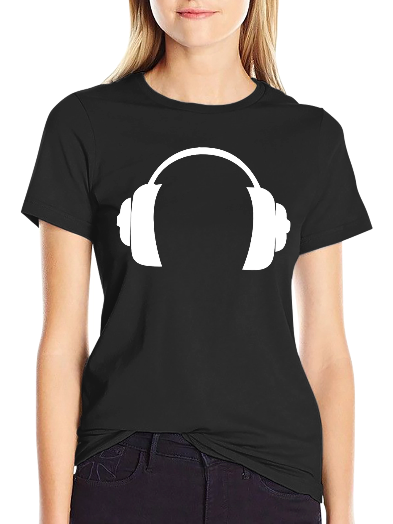 Headphone Graphic T-Shirt - Black Cotton Tee