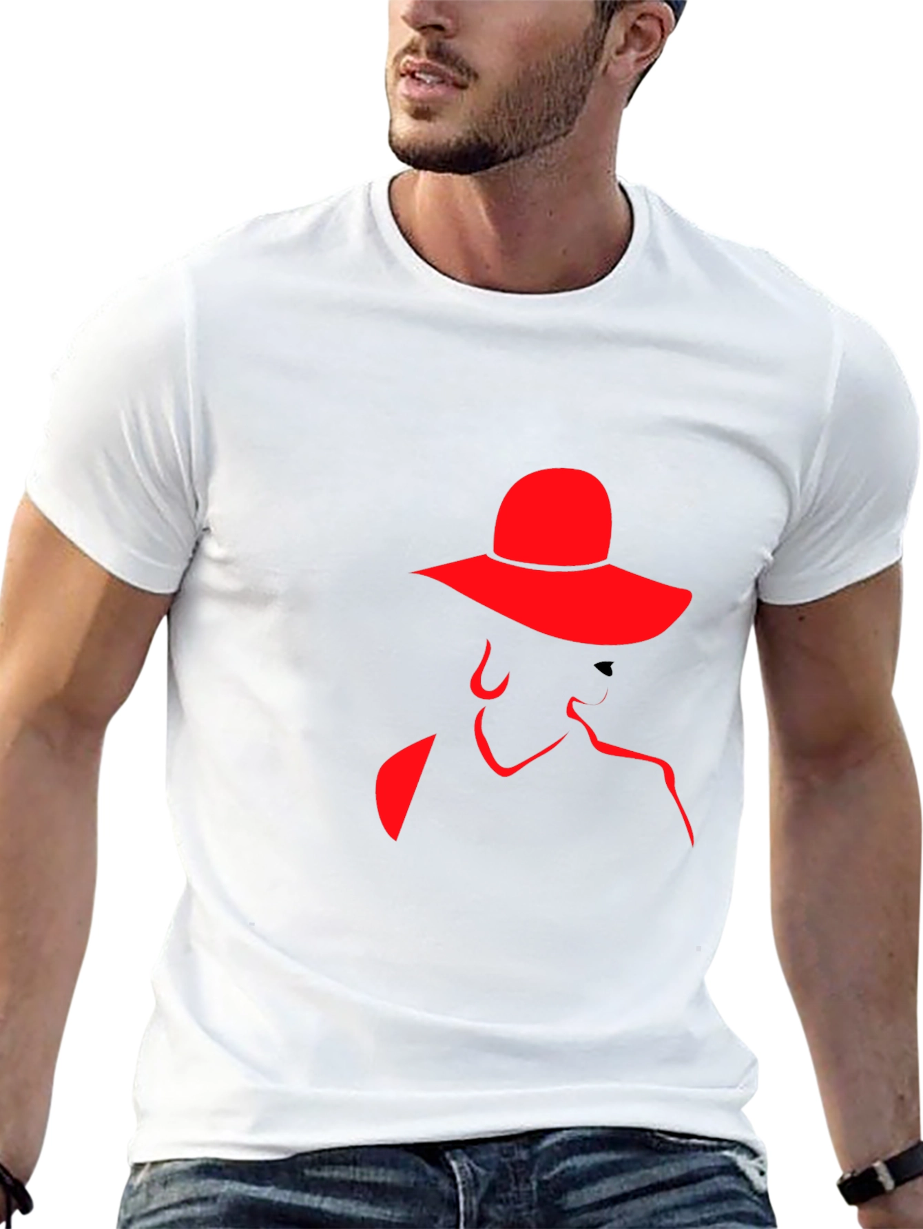 Red Silhouette Lady Hat Black Tee