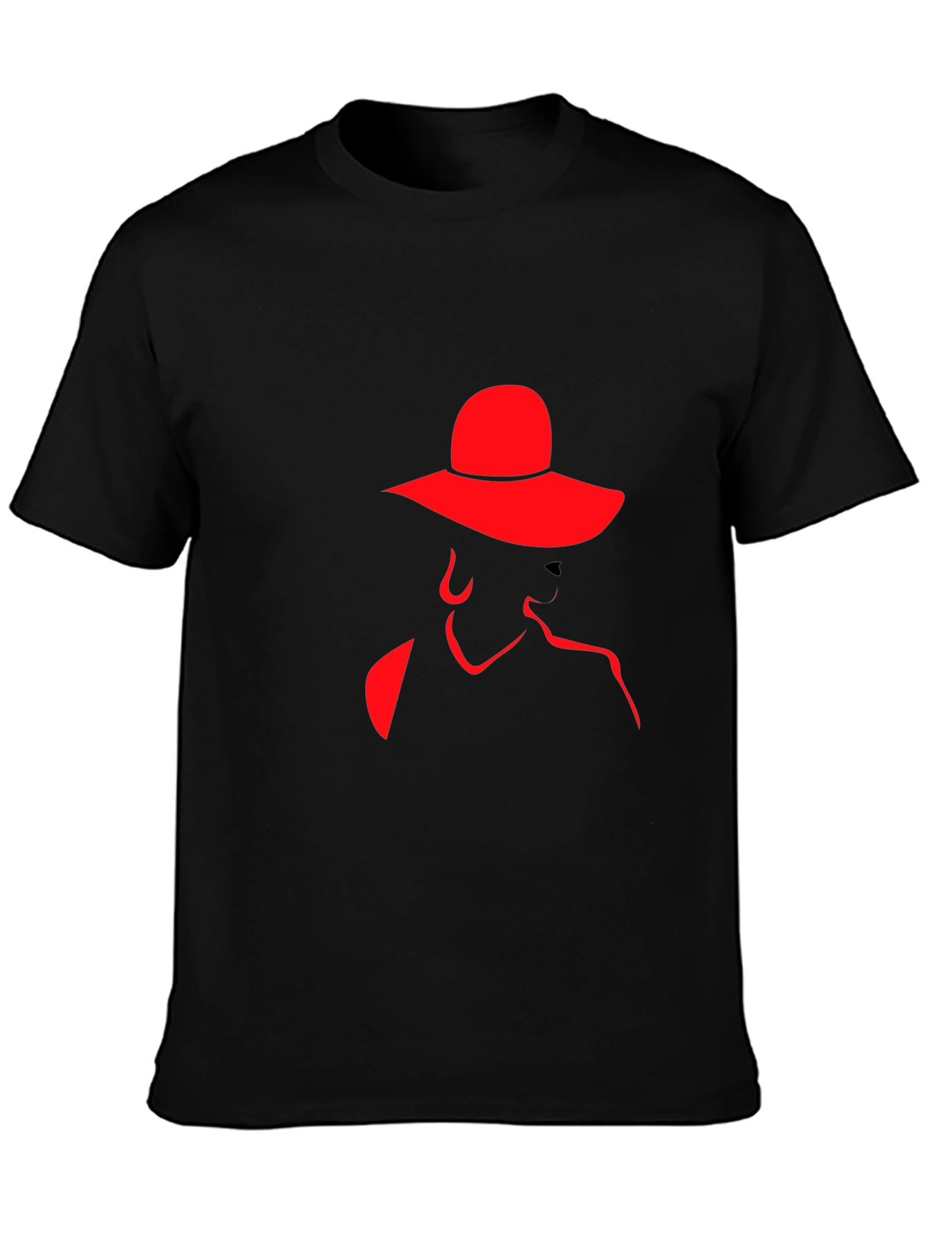Red Silhouette Lady Hat Black Tee