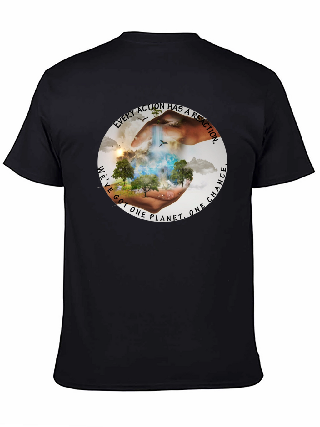 Eco-Conscious Black T-Shirt: Every Action Has A Reaction
