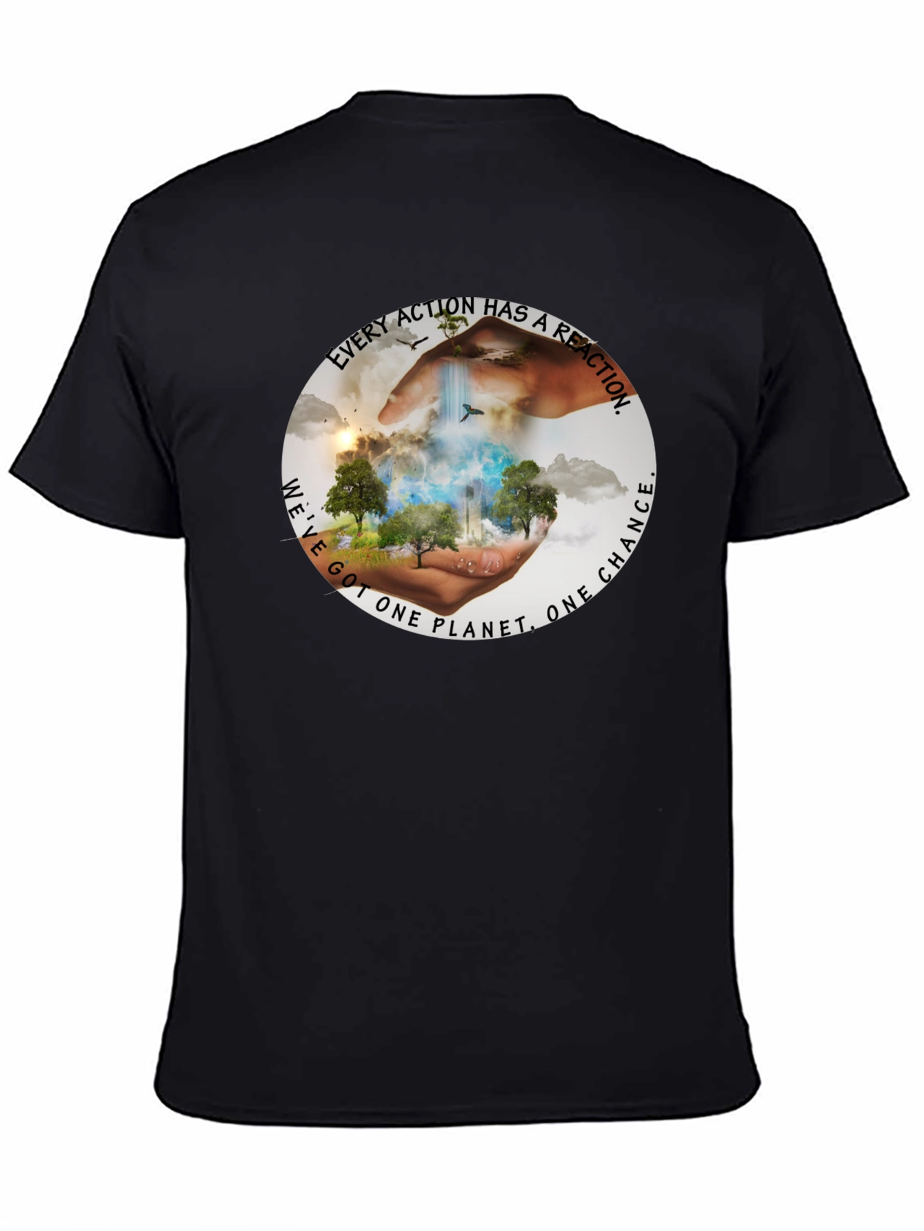 Eco-Conscious Black T-Shirt: Every Action Has A Reaction