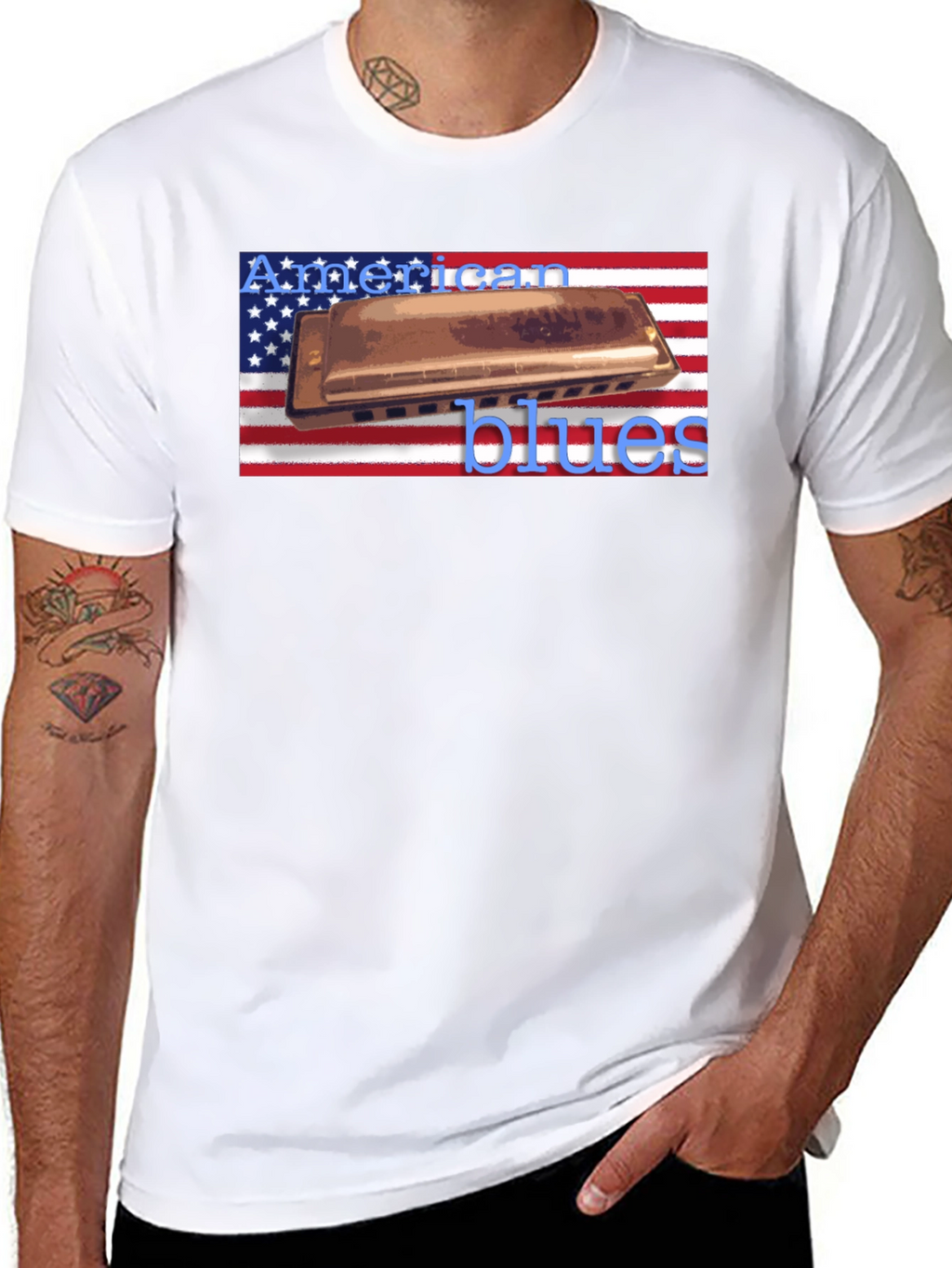 American Blues Harmonica T-Shirt