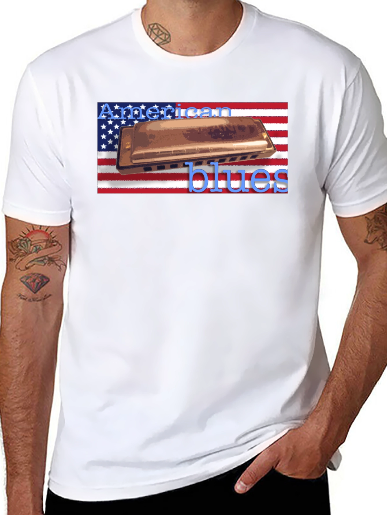 American Blues Harmonica T-Shirt