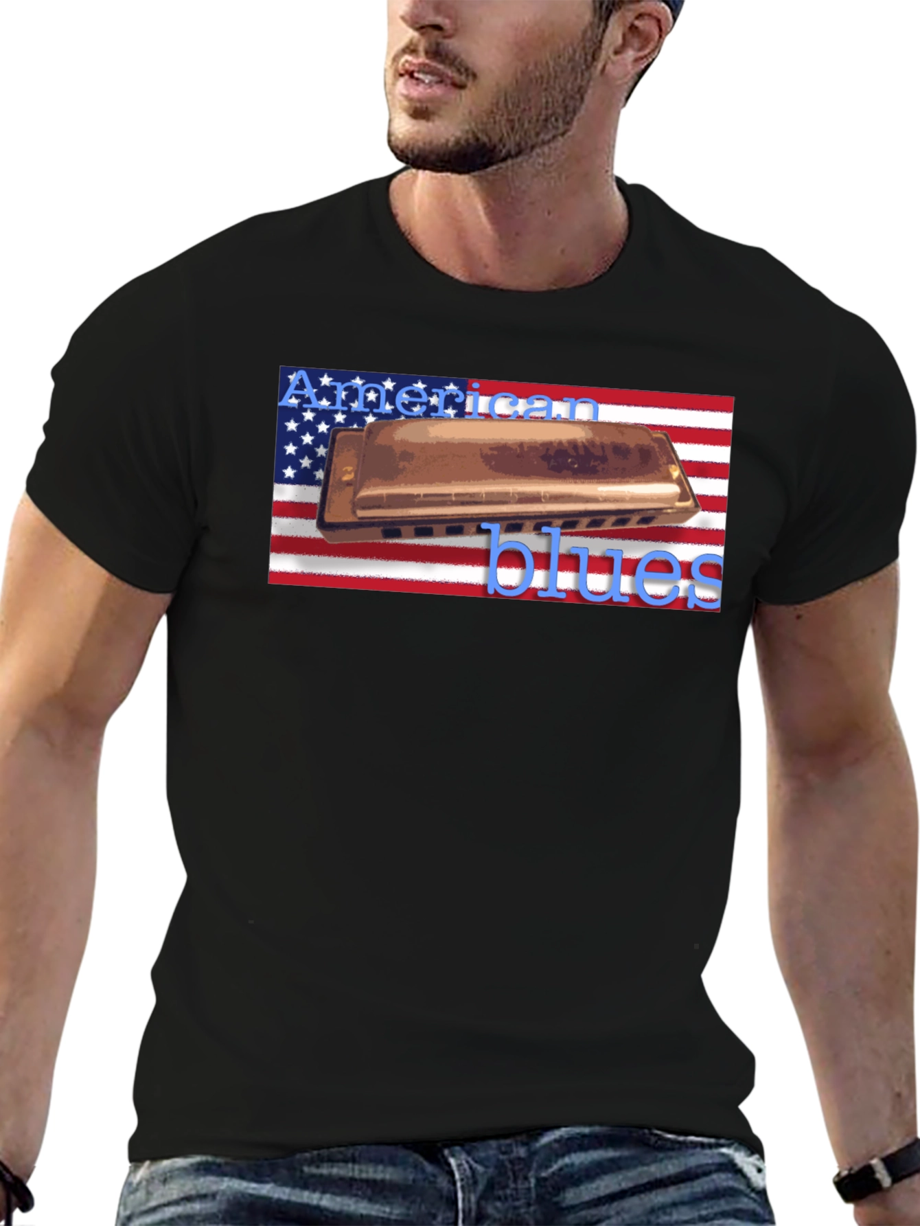American Blues Harmonica T-Shirt