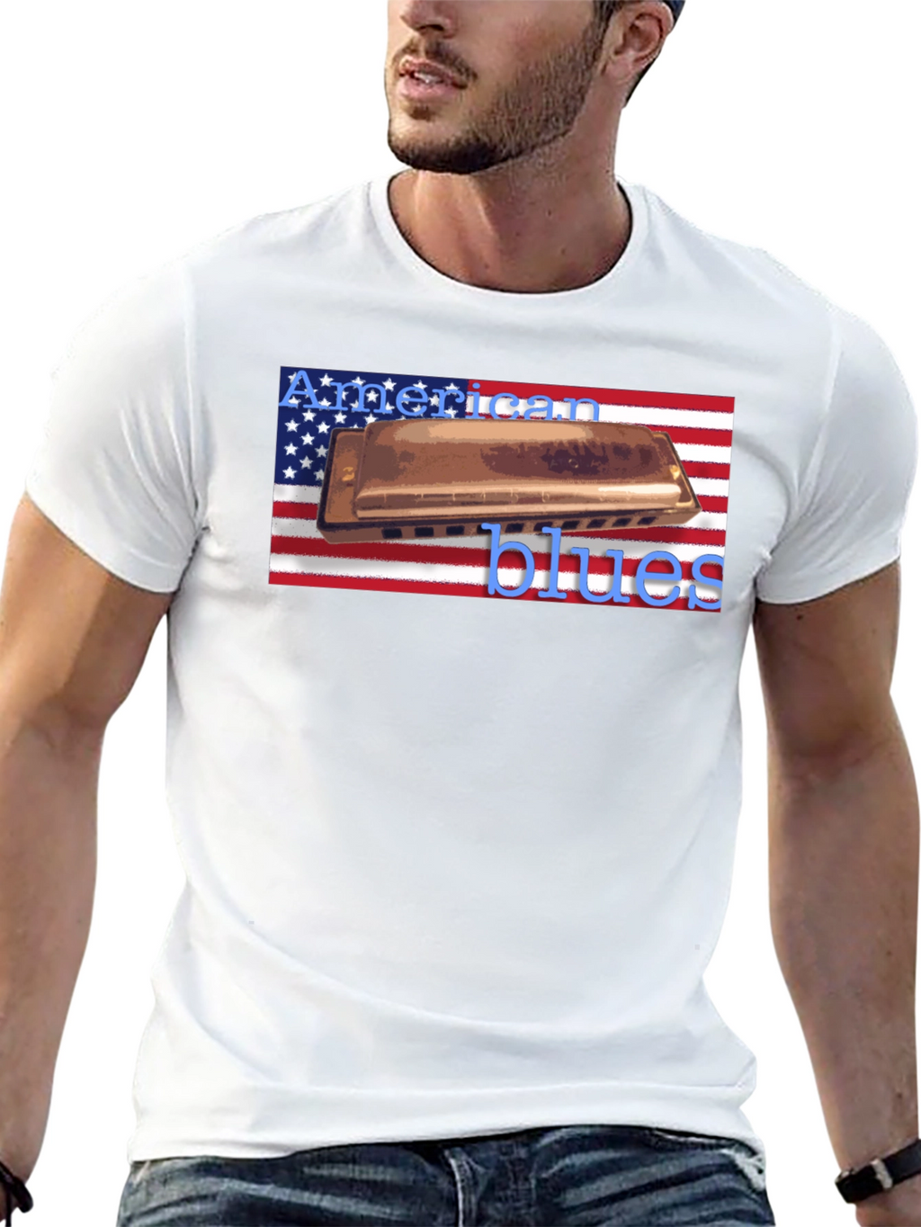 American Blues Harmonica T-Shirt