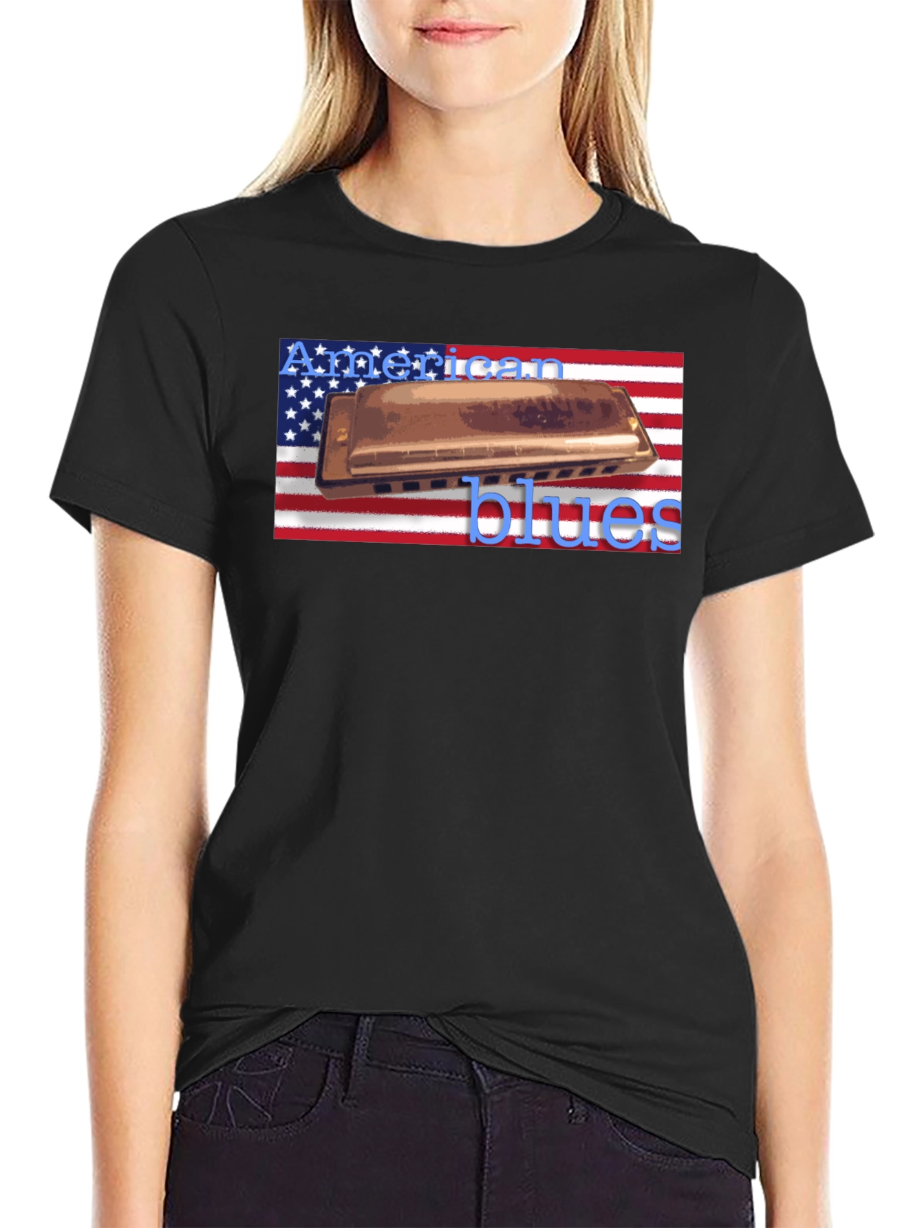 American Blues Harmonica T-Shirt