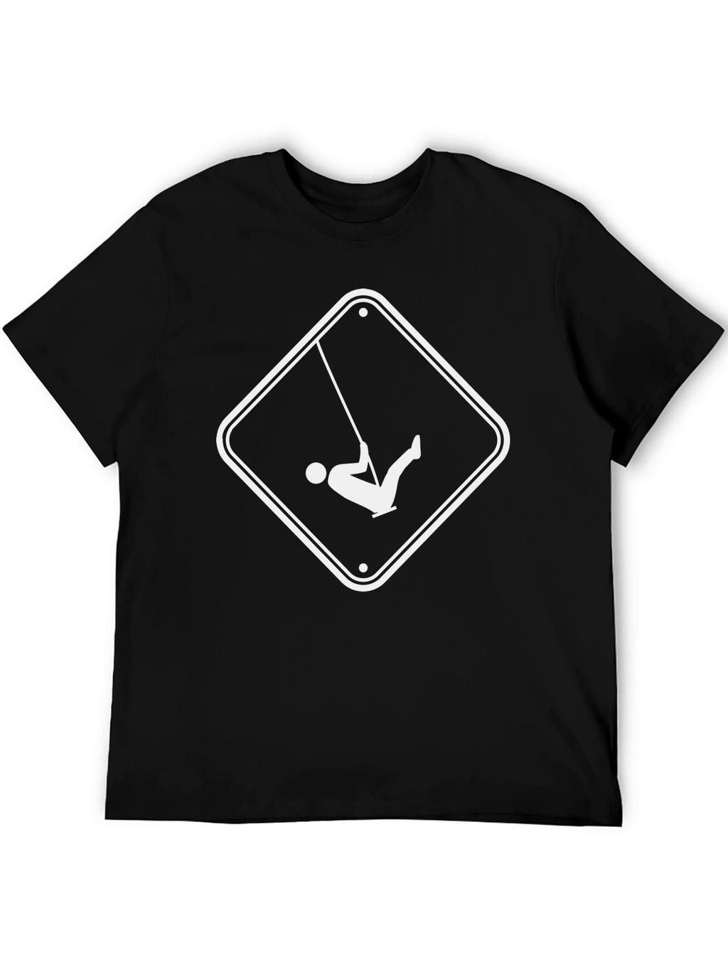 Funny Swing Sign Graphic Tee - Black Cotton T-Shirt