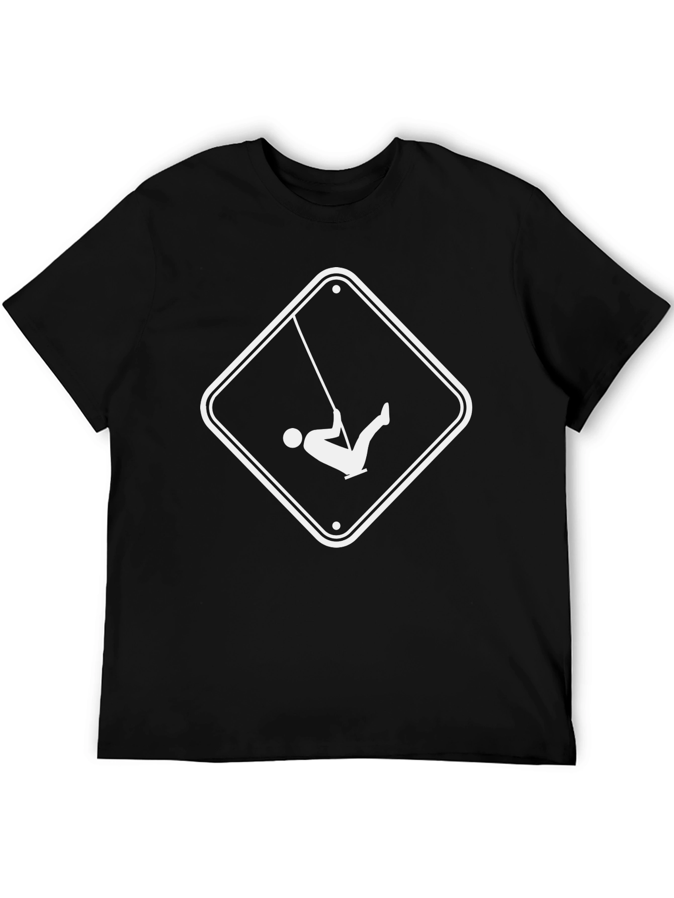 Funny Swing Sign Graphic Tee - Black Cotton T-Shirt