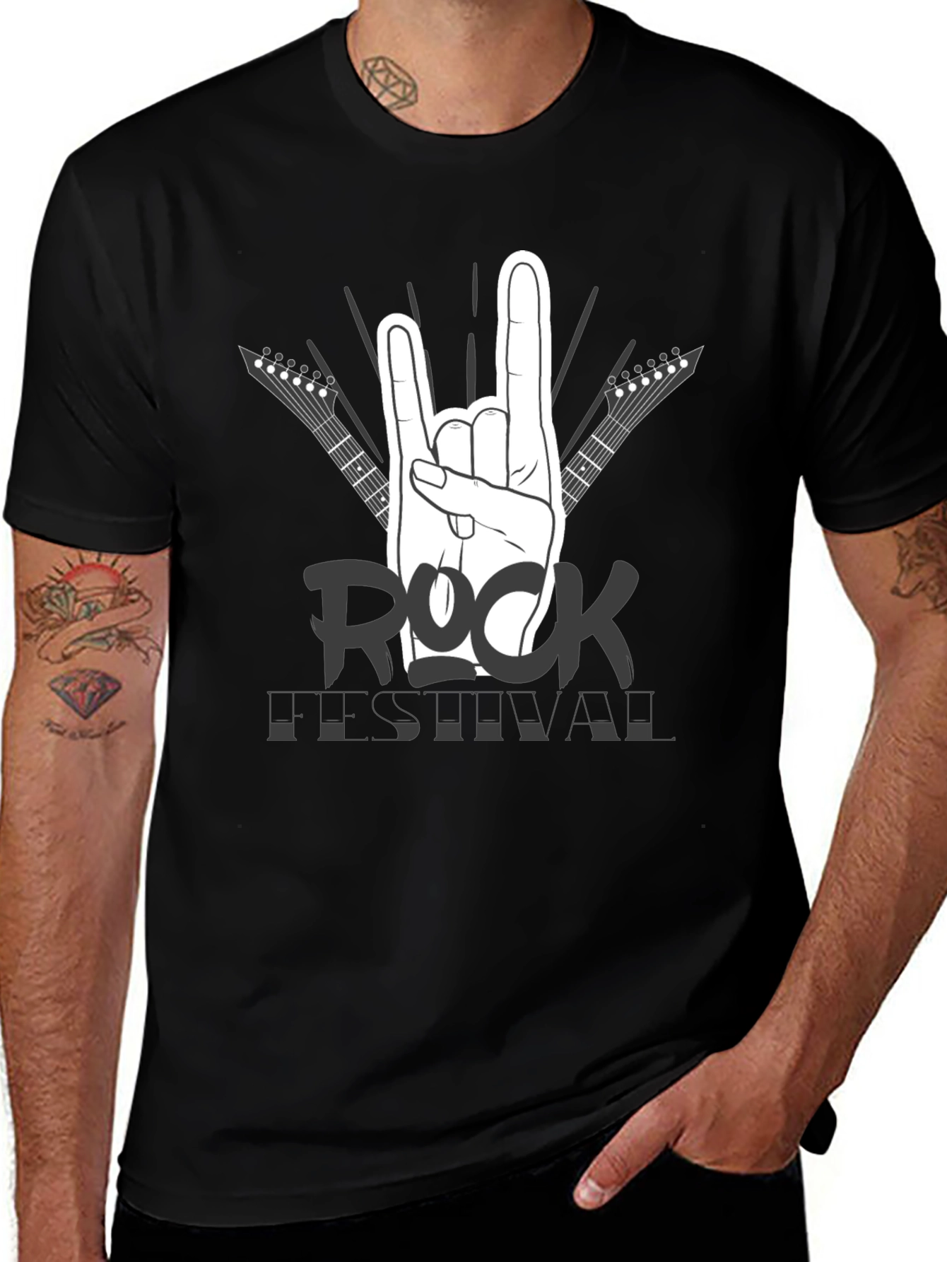 Rock Festival T-Shirt - Black Cotton Graphic Tee