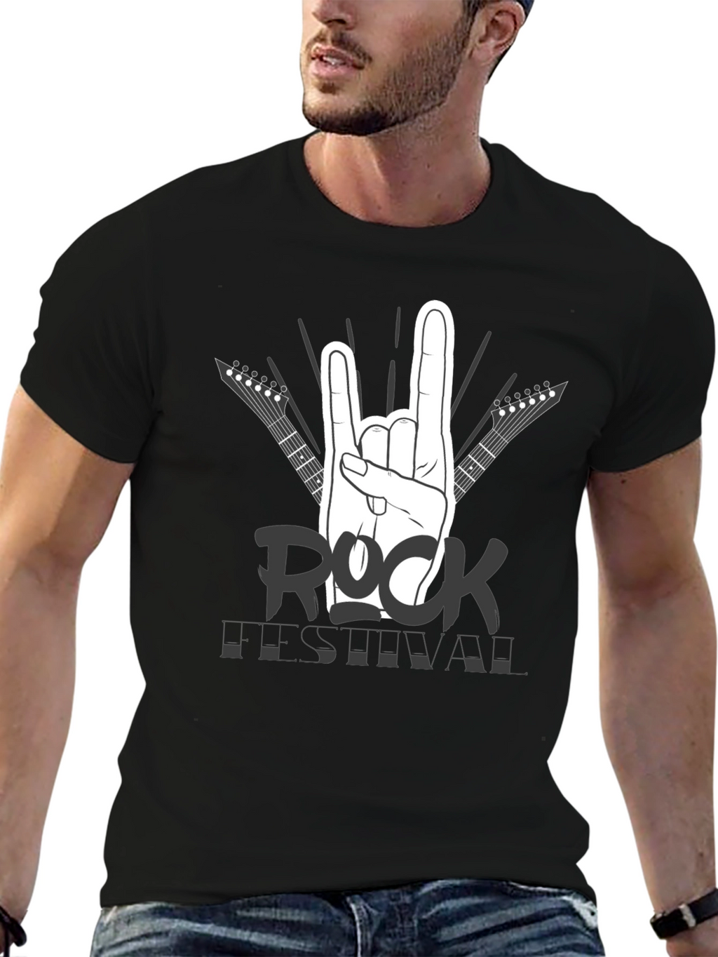 Rock Festival T-Shirt - Black Cotton Graphic Tee