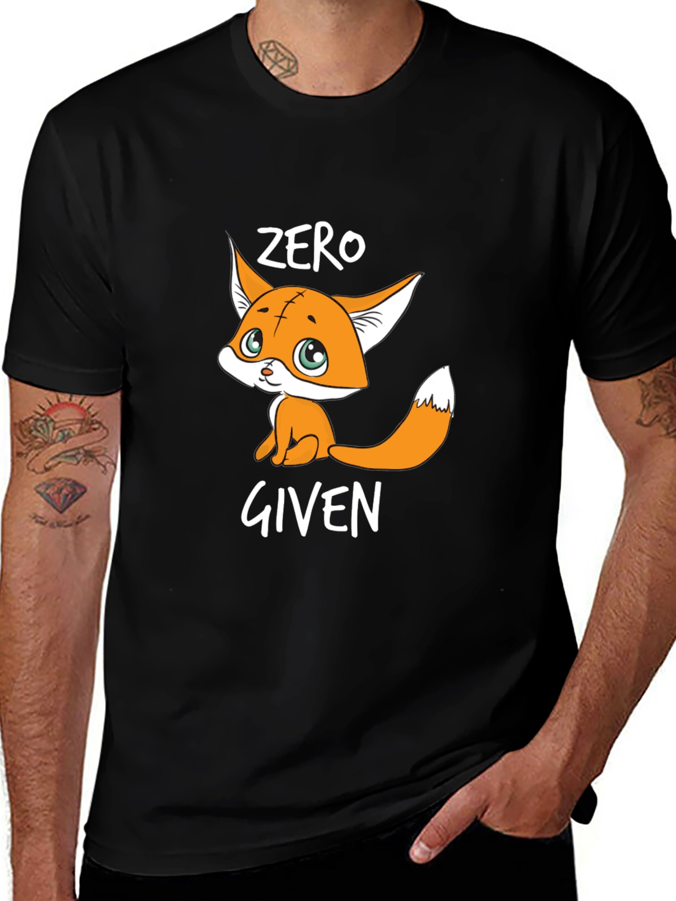 Zero Given Fox Graphic Tee - Unisex Black T-Shirt