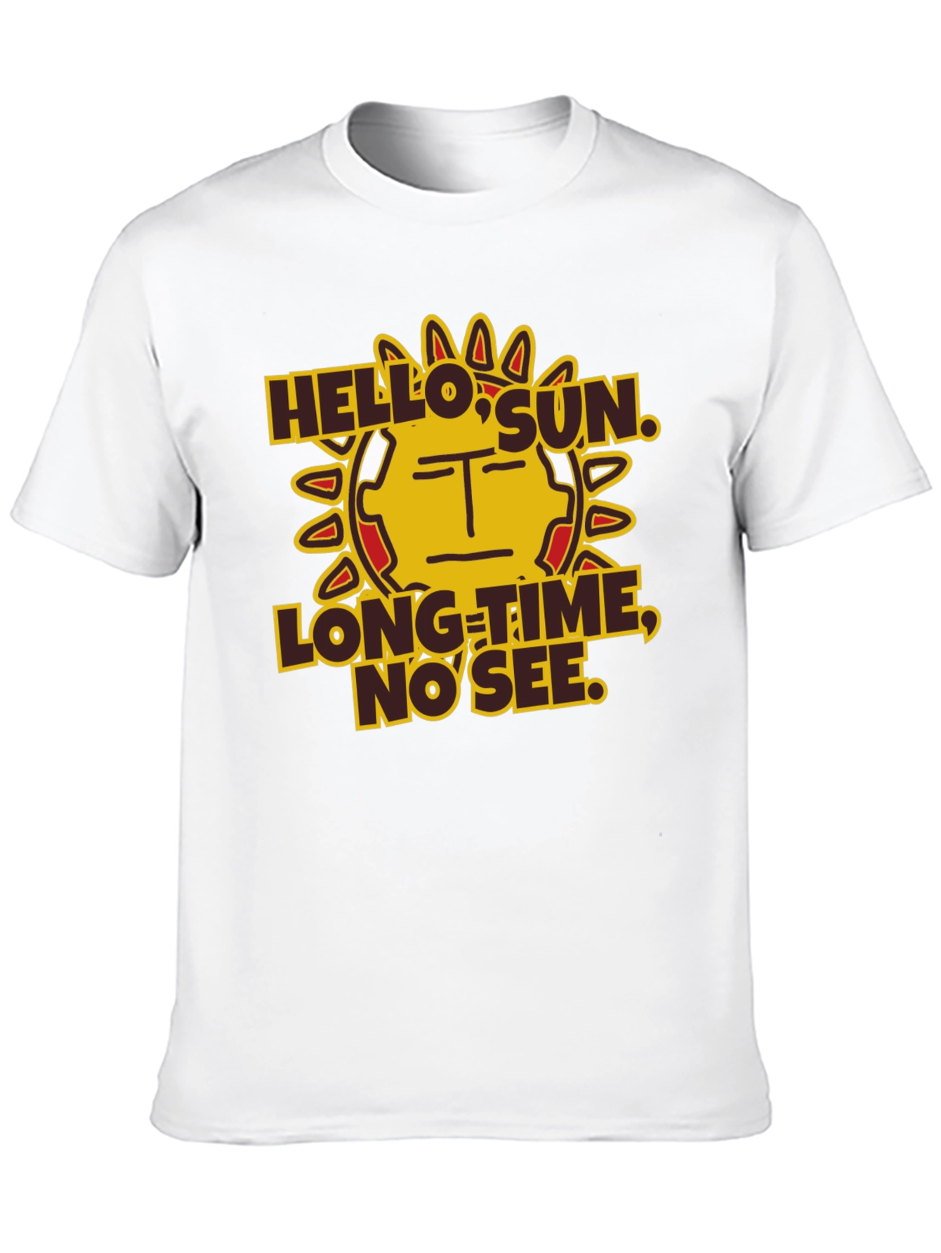 Hello Sun Funny Graphic Tee - Black Cotton T-Shirt