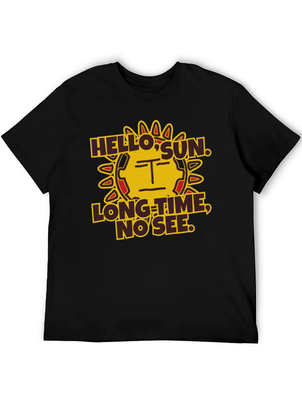 Hello Sun Funny Graphic Tee - Black Cotton T-Shirt