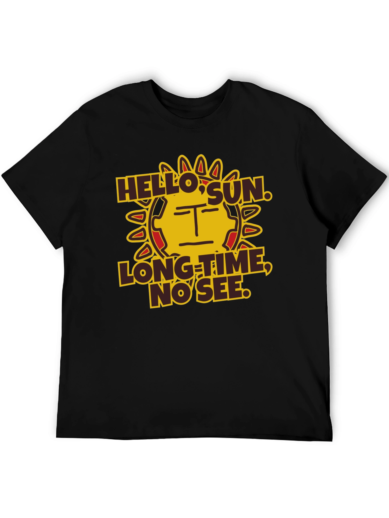 Hello Sun Funny Graphic Tee - Black Cotton T-Shirt