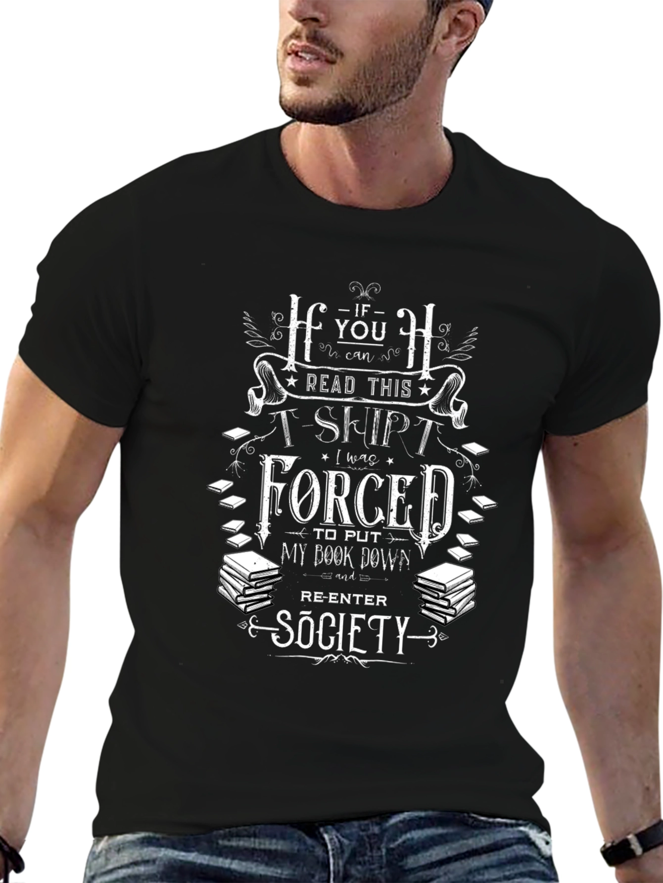 Funny Book Lover T-Shirt - Forced to Re-Enter Society