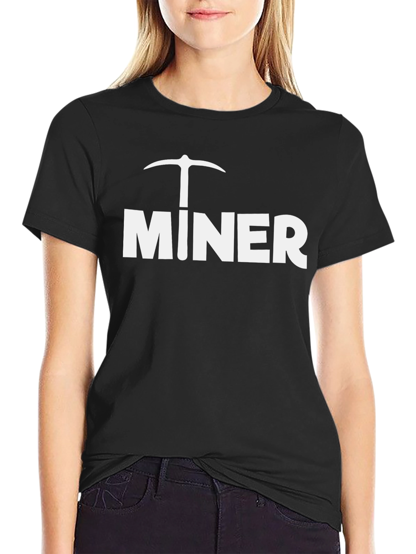 Miner Graphic T-Shirt - Black Crew Neck Tee