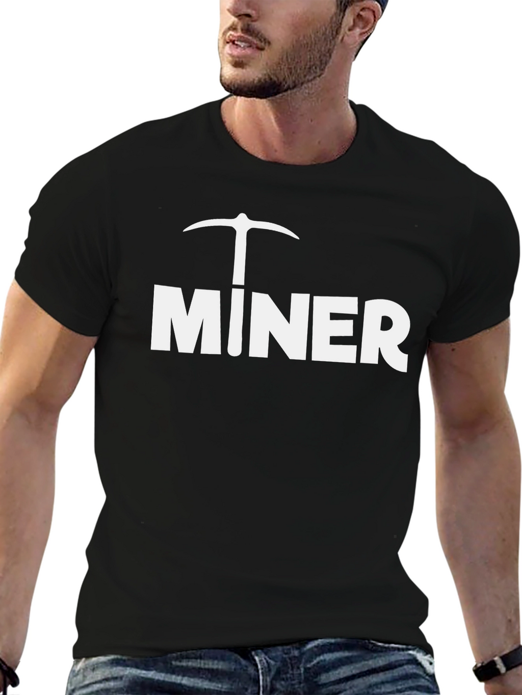 Miner Graphic T-Shirt - Black Crew Neck Tee