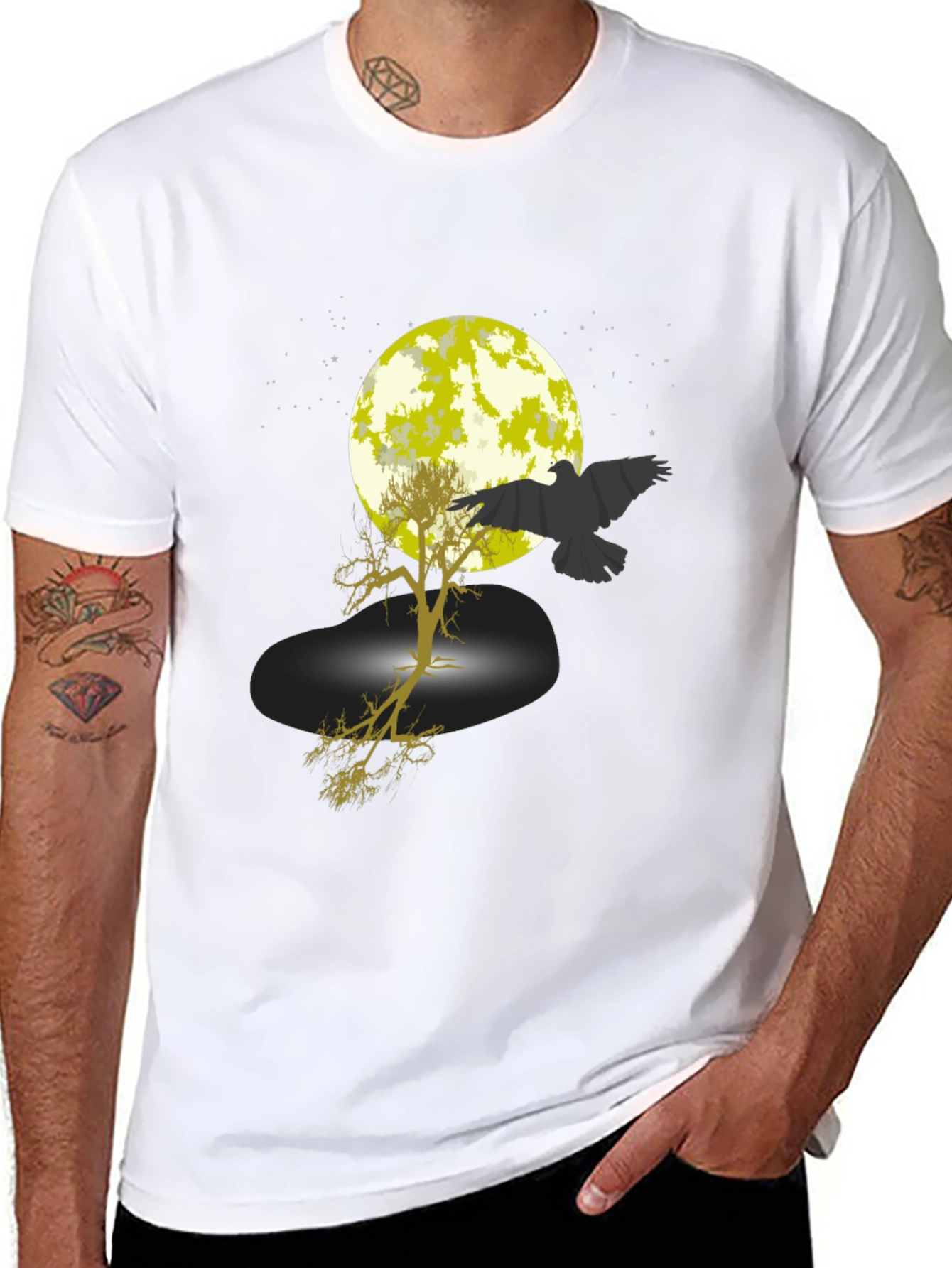 Raven Moon Tree Graphic Tee - Black