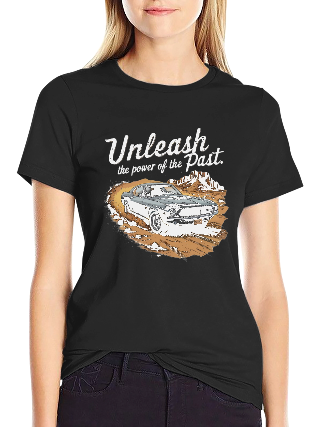 Unleash the Past Black Graphic T-Shirt