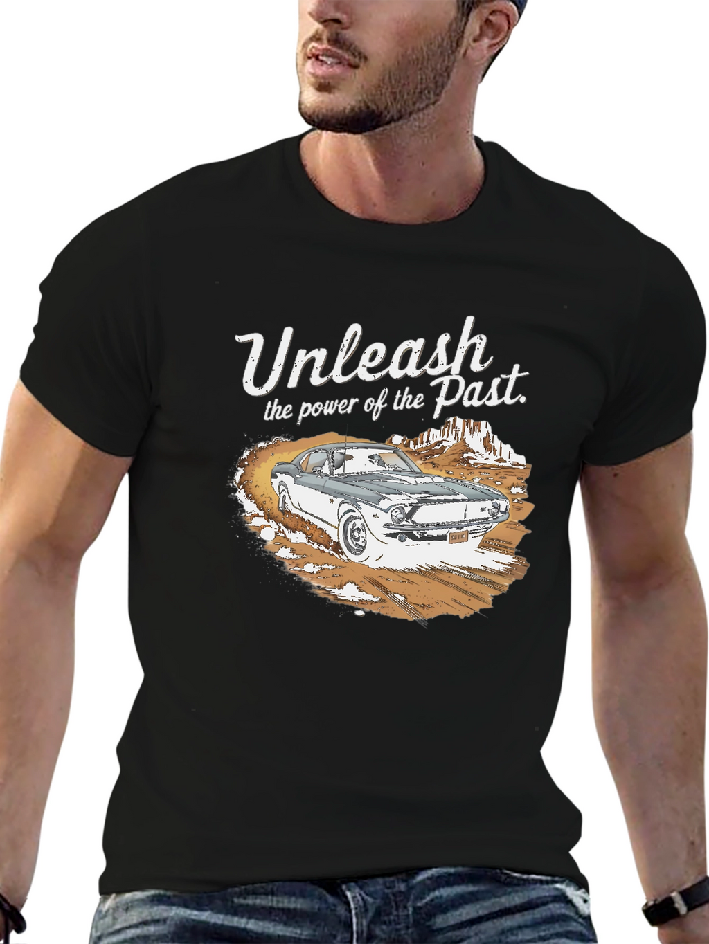 Unleash the Past Black Graphic T-Shirt