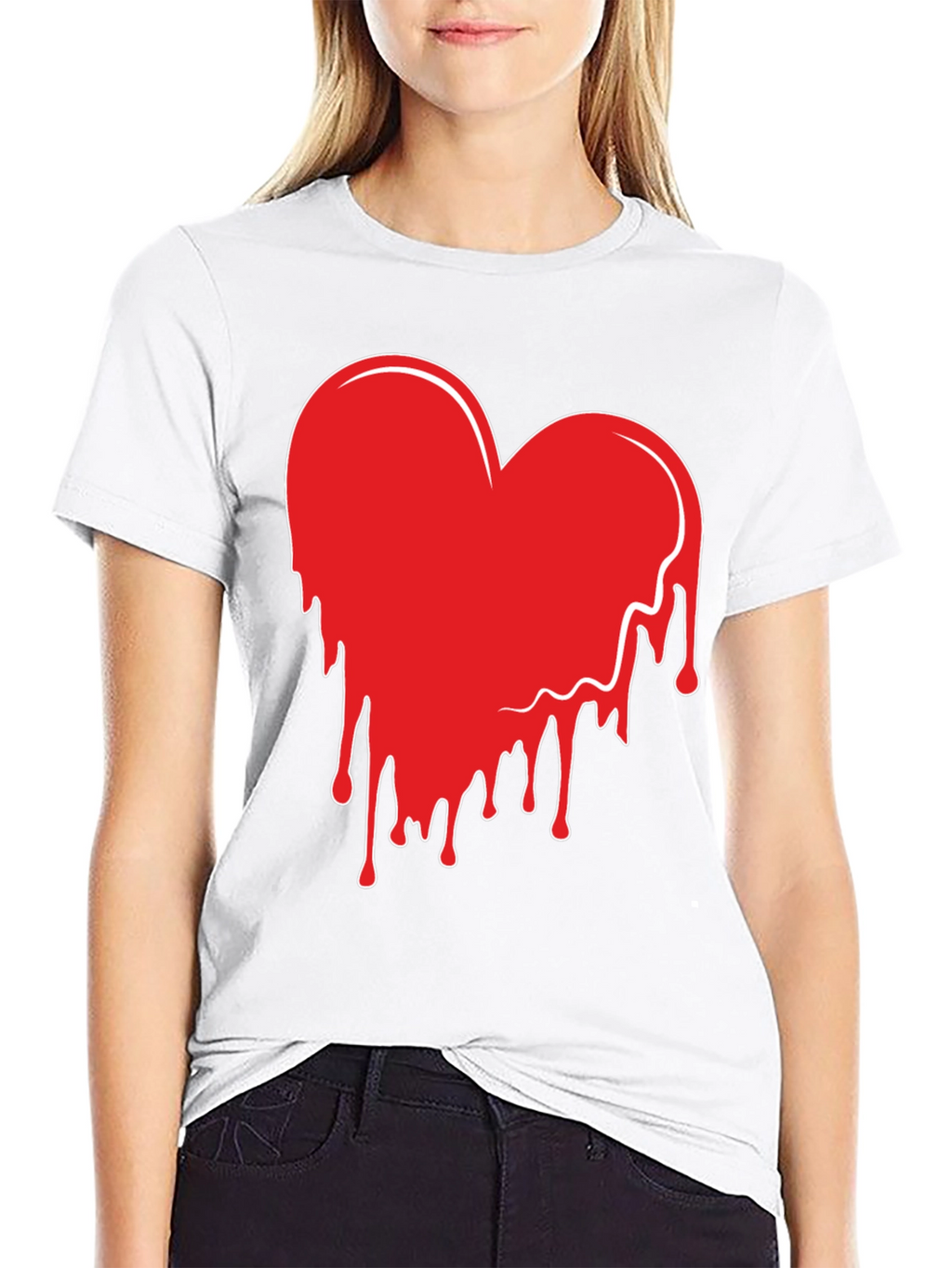 Heart Drip Graphic Tee - Trendy Casual Shirt
