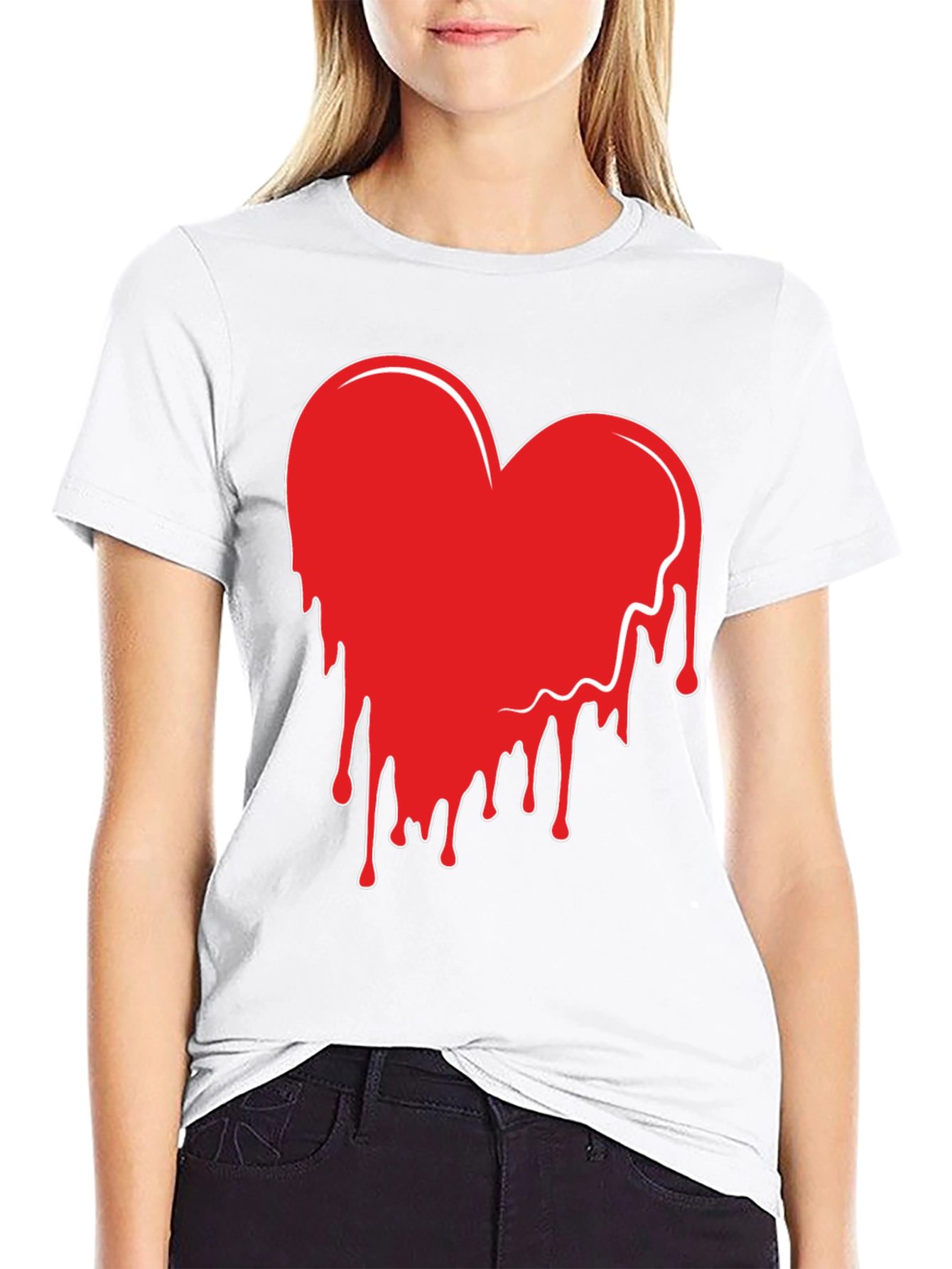 Heart Drip Graphic Tee - Trendy Casual Shirt
