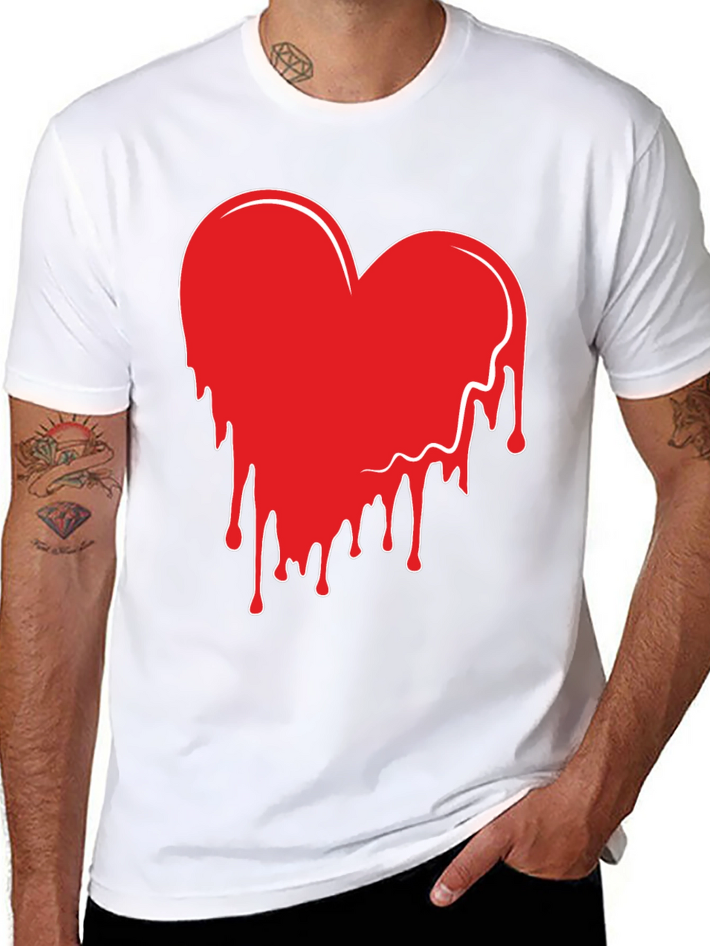 Heart Drip Graphic Tee - Trendy Casual Shirt