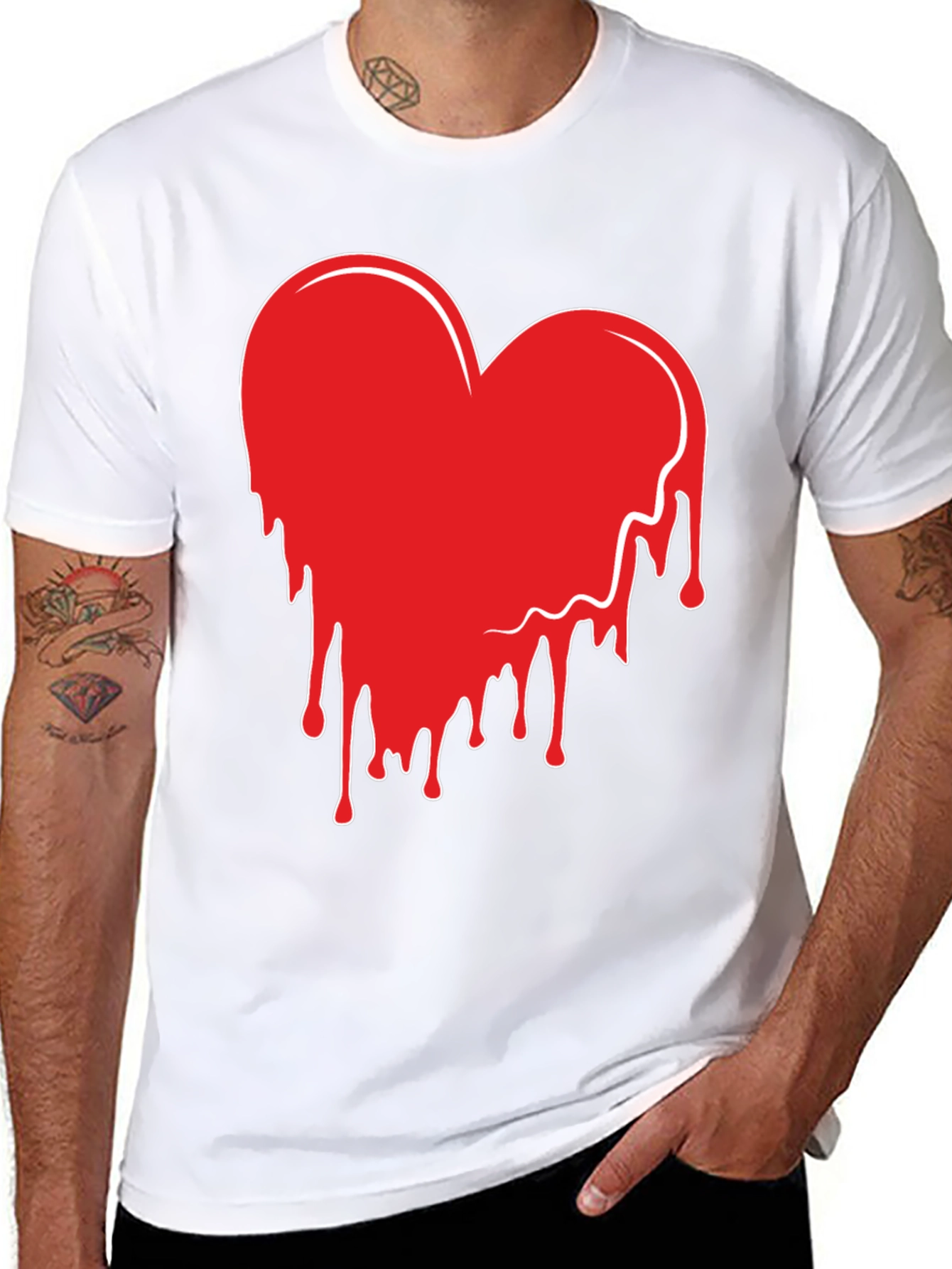 Heart Drip Graphic Tee - Trendy Casual Shirt