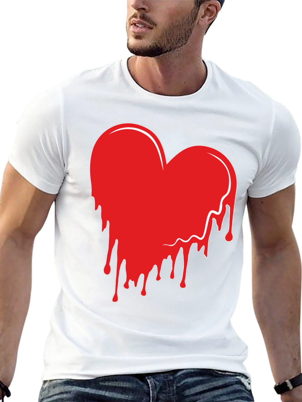 Heart Drip Graphic Tee - Trendy Casual Shirt