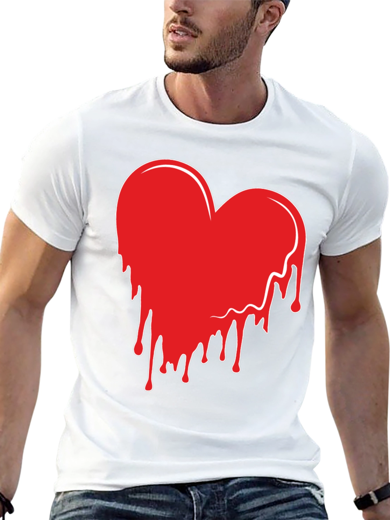 Heart Drip Graphic Tee - Trendy Casual Shirt