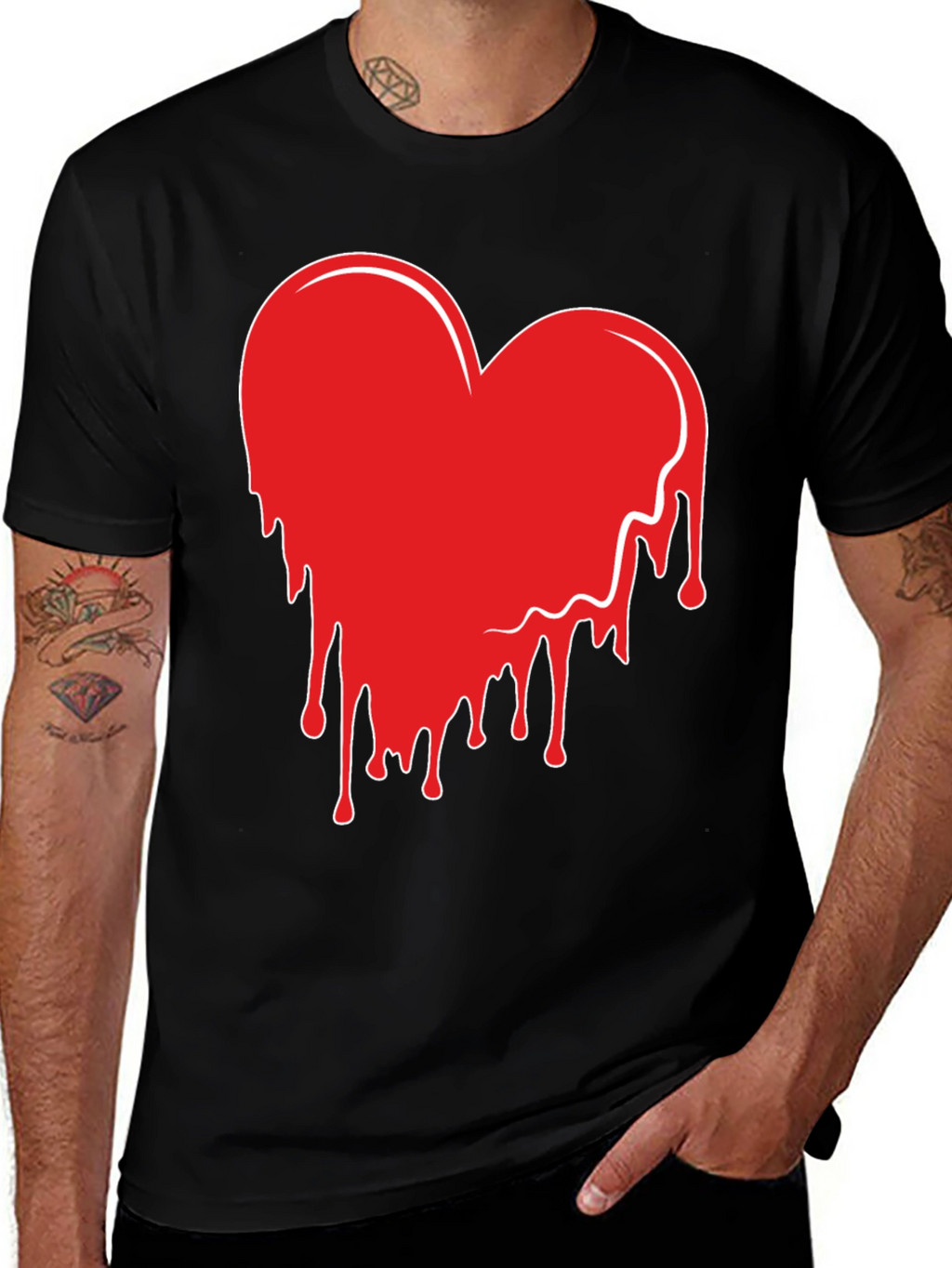 Heart Drip Graphic Tee - Trendy Casual Shirt