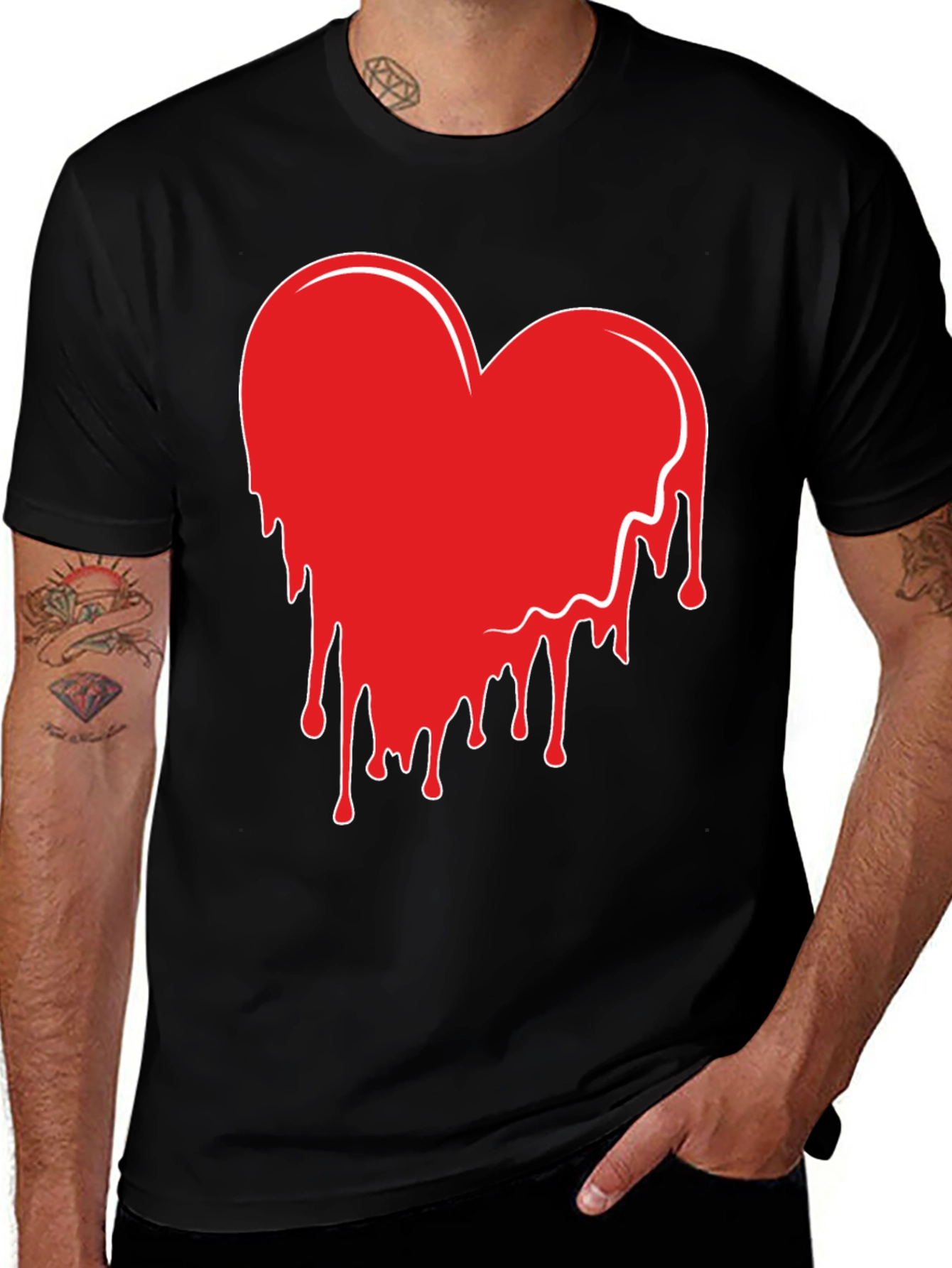 Heart Drip Graphic Tee - Trendy Casual Shirt