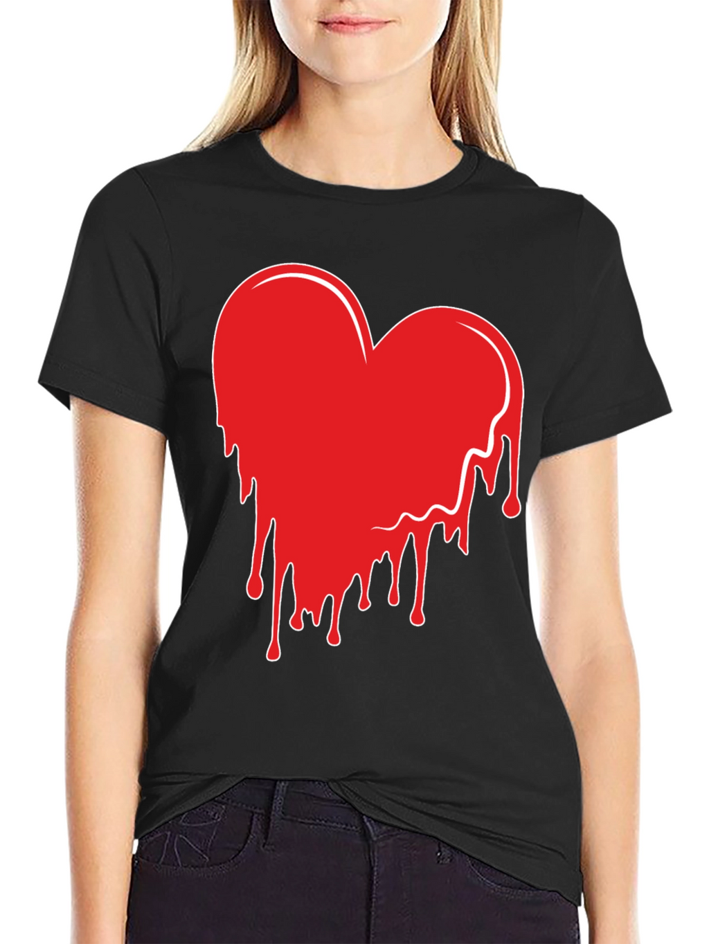 Heart Drip Graphic Tee - Trendy Casual Shirt