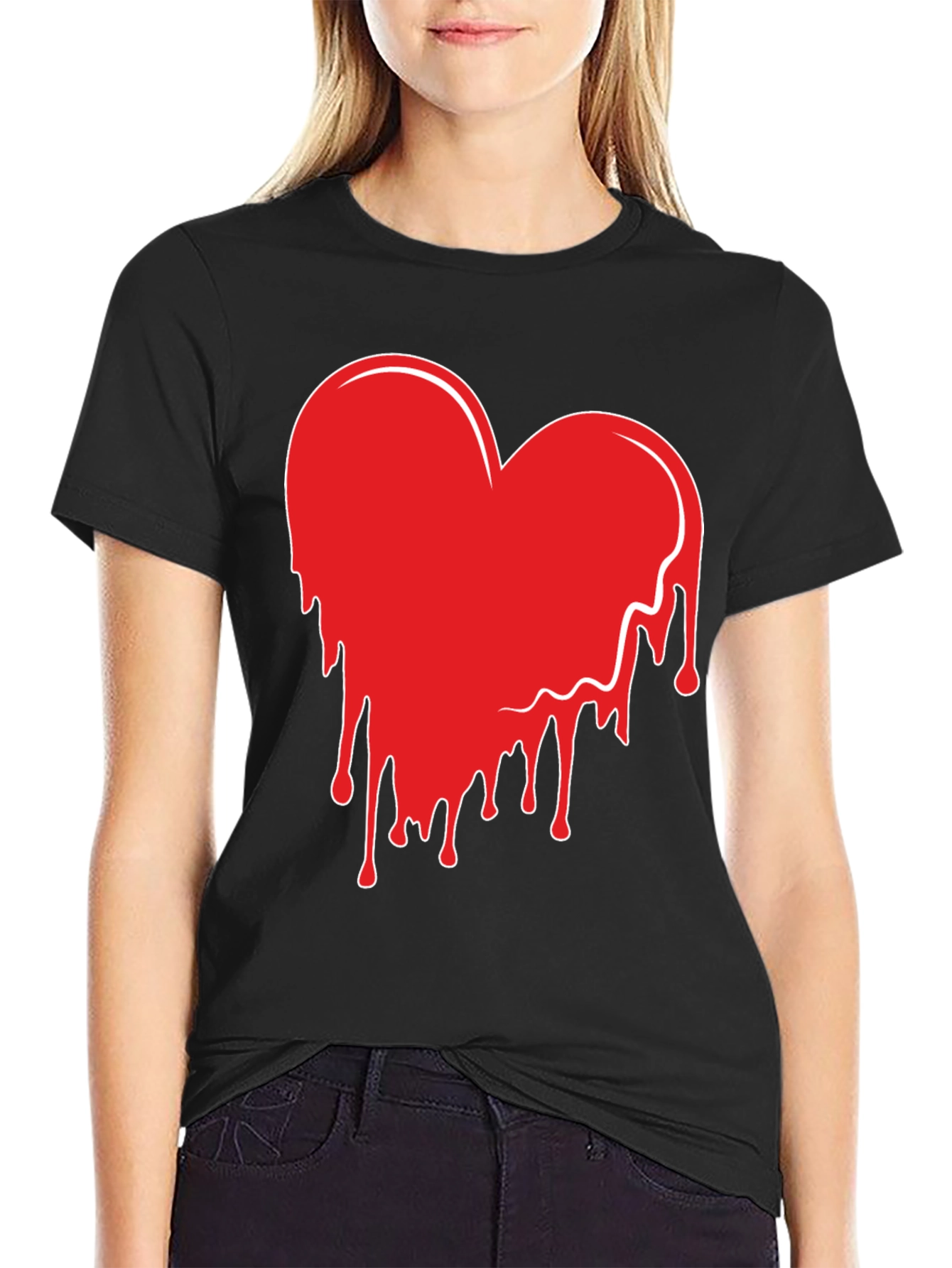 Heart Drip Graphic Tee - Trendy Casual Shirt
