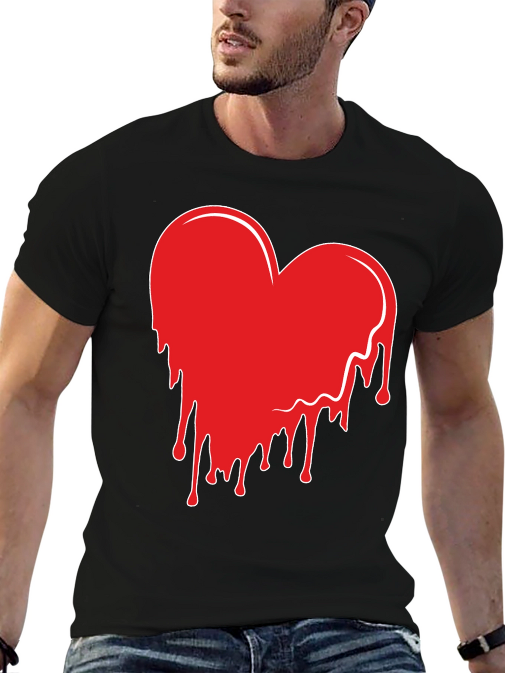 Heart Drip Graphic Tee - Trendy Casual Shirt