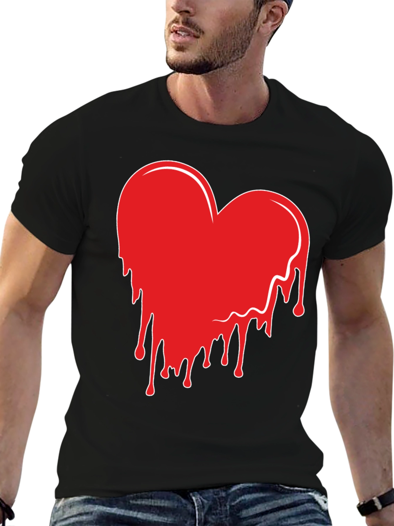 Heart Drip Graphic Tee - Trendy Casual Shirt