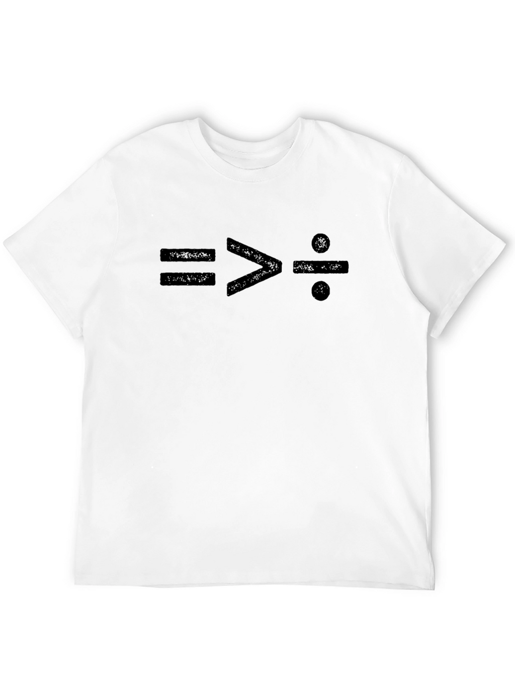 Math Symbol Tee: Equal Greater Than Divide Design