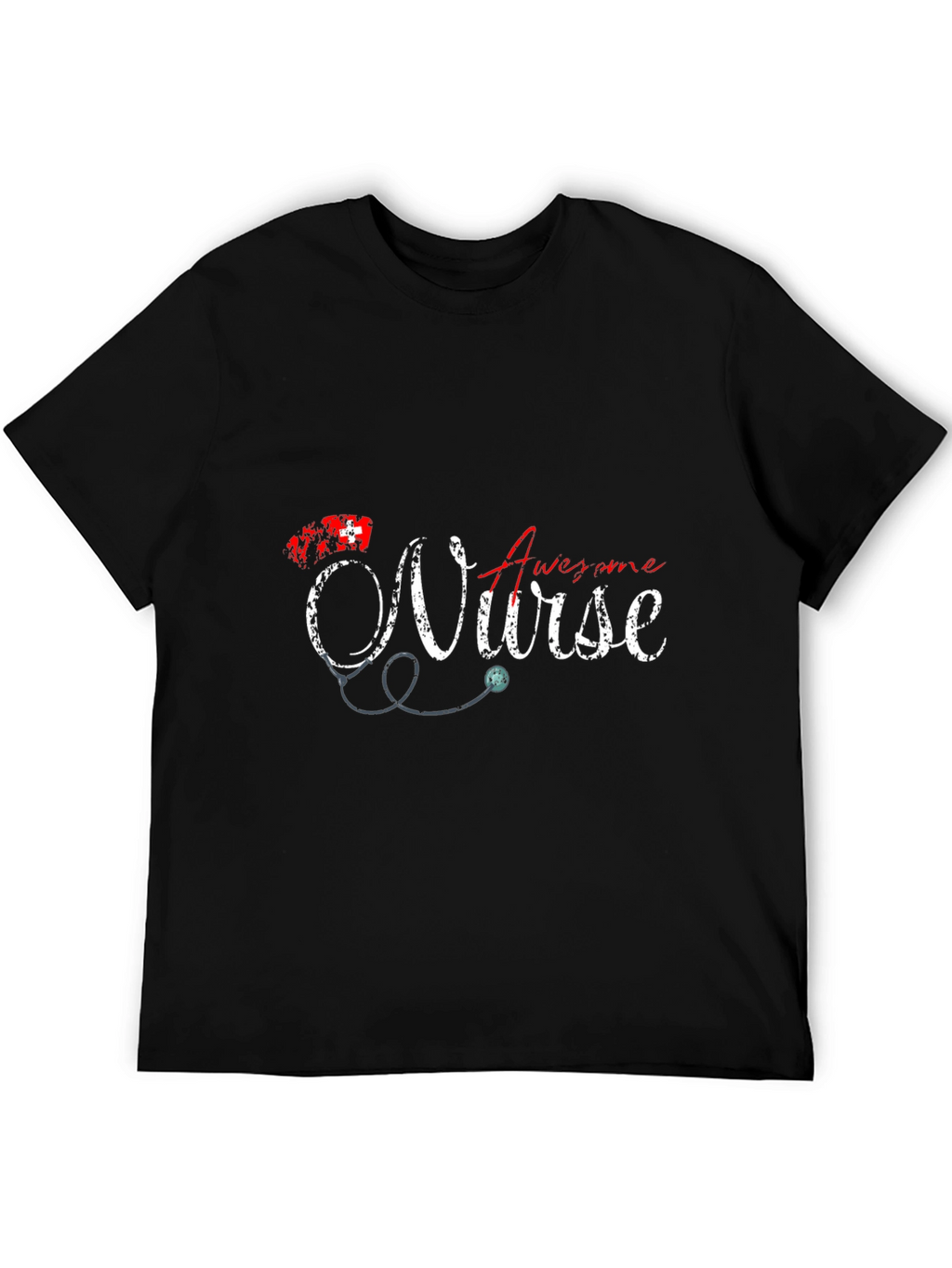 Awesome Nurse Graphic Tee - Black Cotton T-Shirt