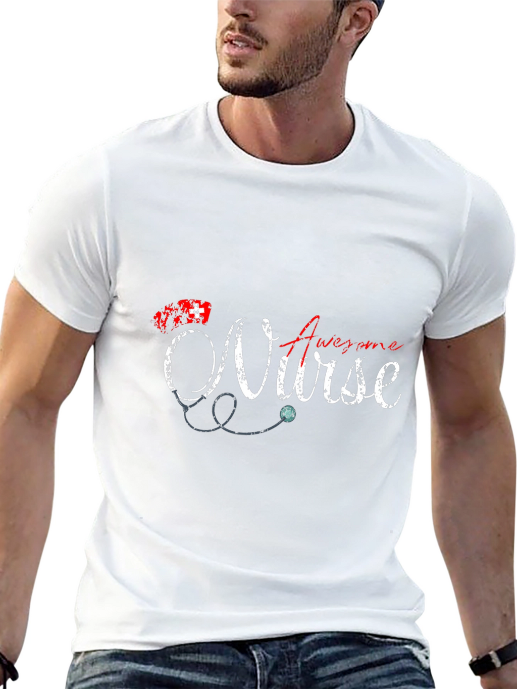Awesome Nurse Graphic Tee - Black Cotton T-Shirt