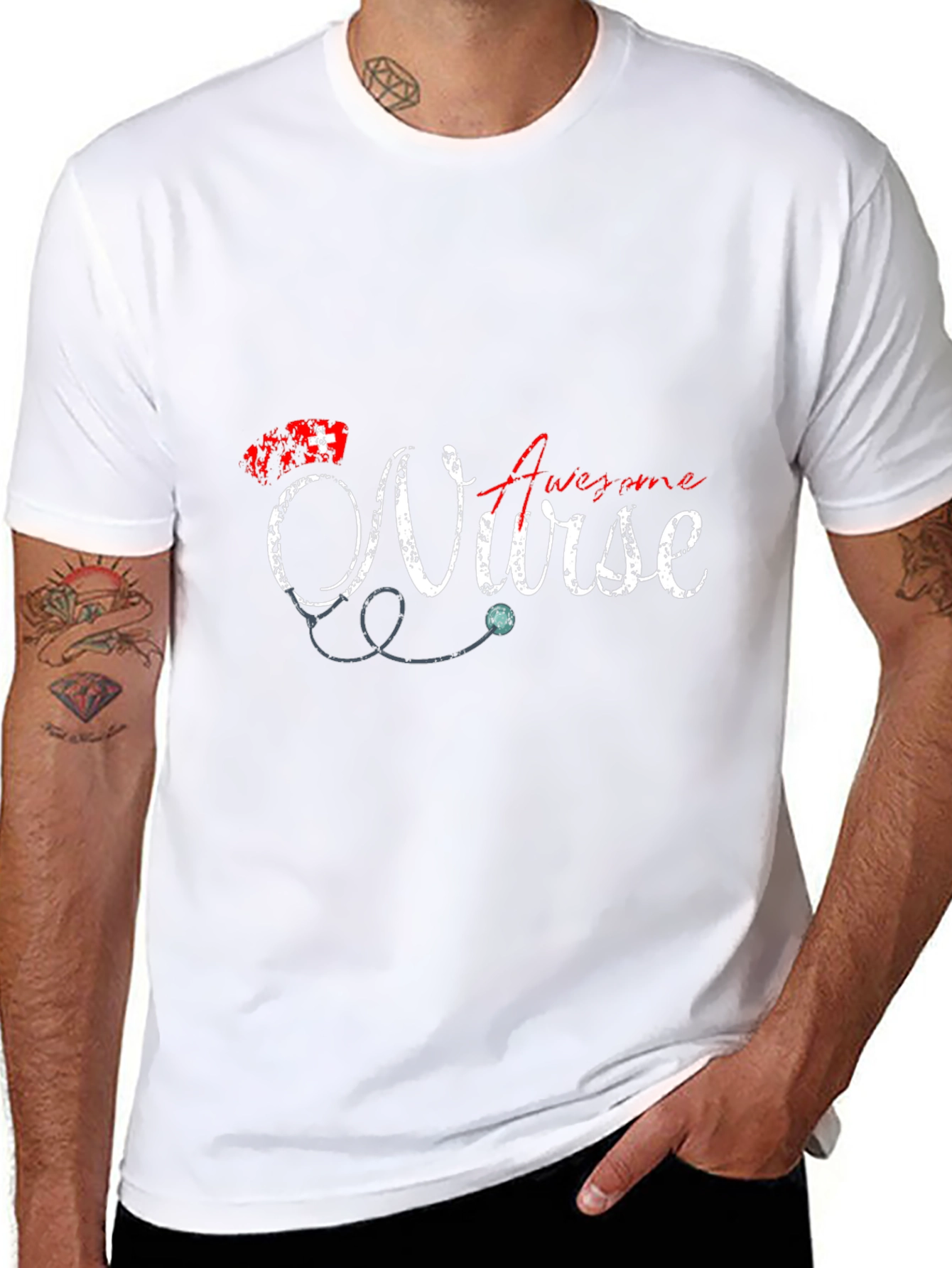 Awesome Nurse Graphic Tee - Black Cotton T-Shirt