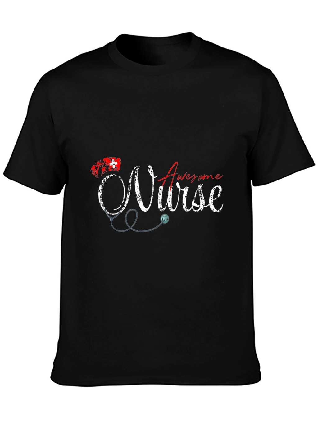 Awesome Nurse Graphic Tee - Black Cotton T-Shirt