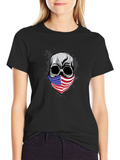 Skull American Flag Bandana Graphic T-Shirt